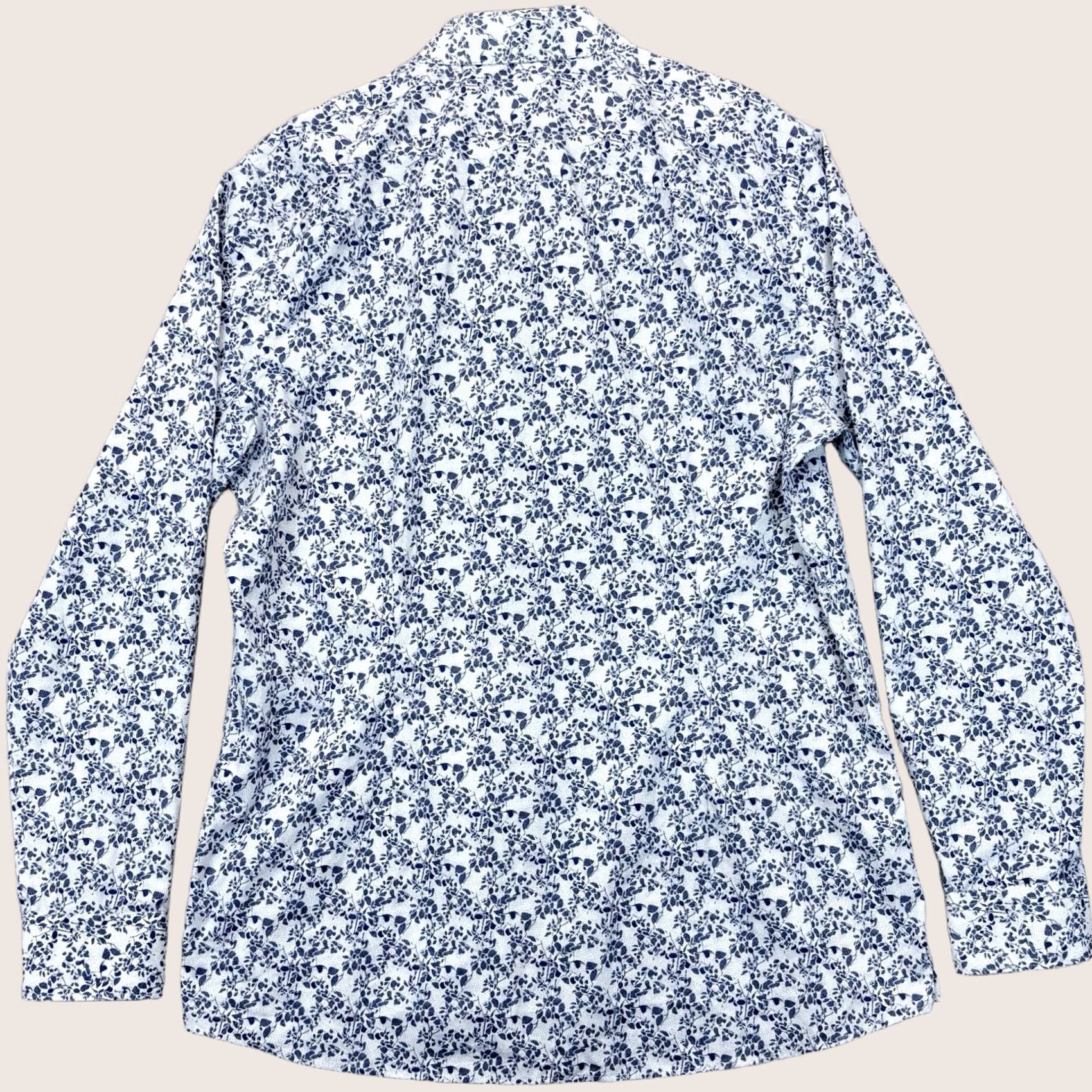 NEXT NEXT Slim Fit Shirt Mens 17/43 Navy White Floral Print Dress Shirt Long Sleeve Collared Button Formal Vintage No Size US XL / EU 56 / 4 - 1 Thumbnail