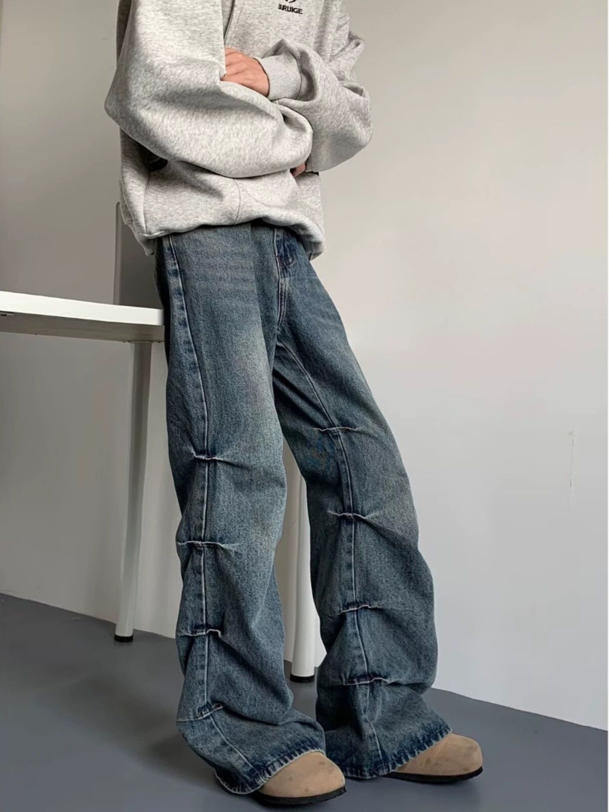 Jean Hiphop washed distressed wrinkled vintage jeans Size US 32 / EU 48 - 3 Thumbnail