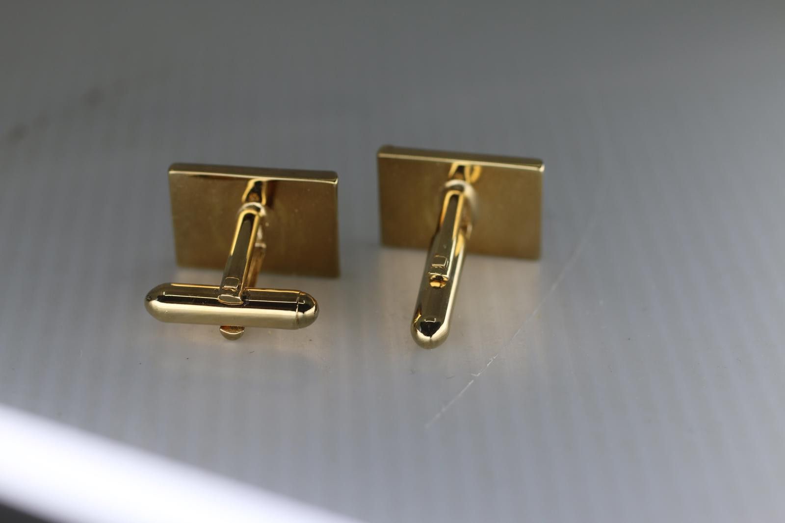 The Unbranded Brand Vintage Gold-Tone Rectangular Cufflinks Striped Design Size ONE SIZE - 2 Thumbnail