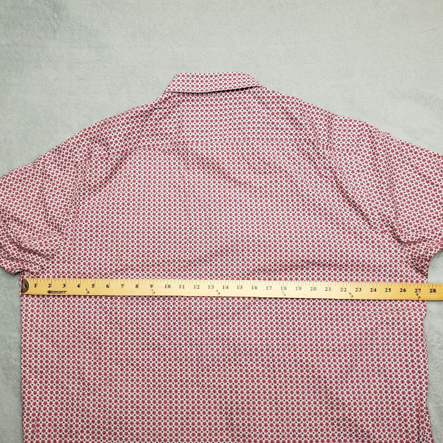 Pinko Nove 9 Shirt Mens M Pink Geometric Floral Button 100% Cotton Short Sleeve Shirt Buttons-Down Casual Mens Size US M / EU 48-50 / 2 - 7 Thumbnail