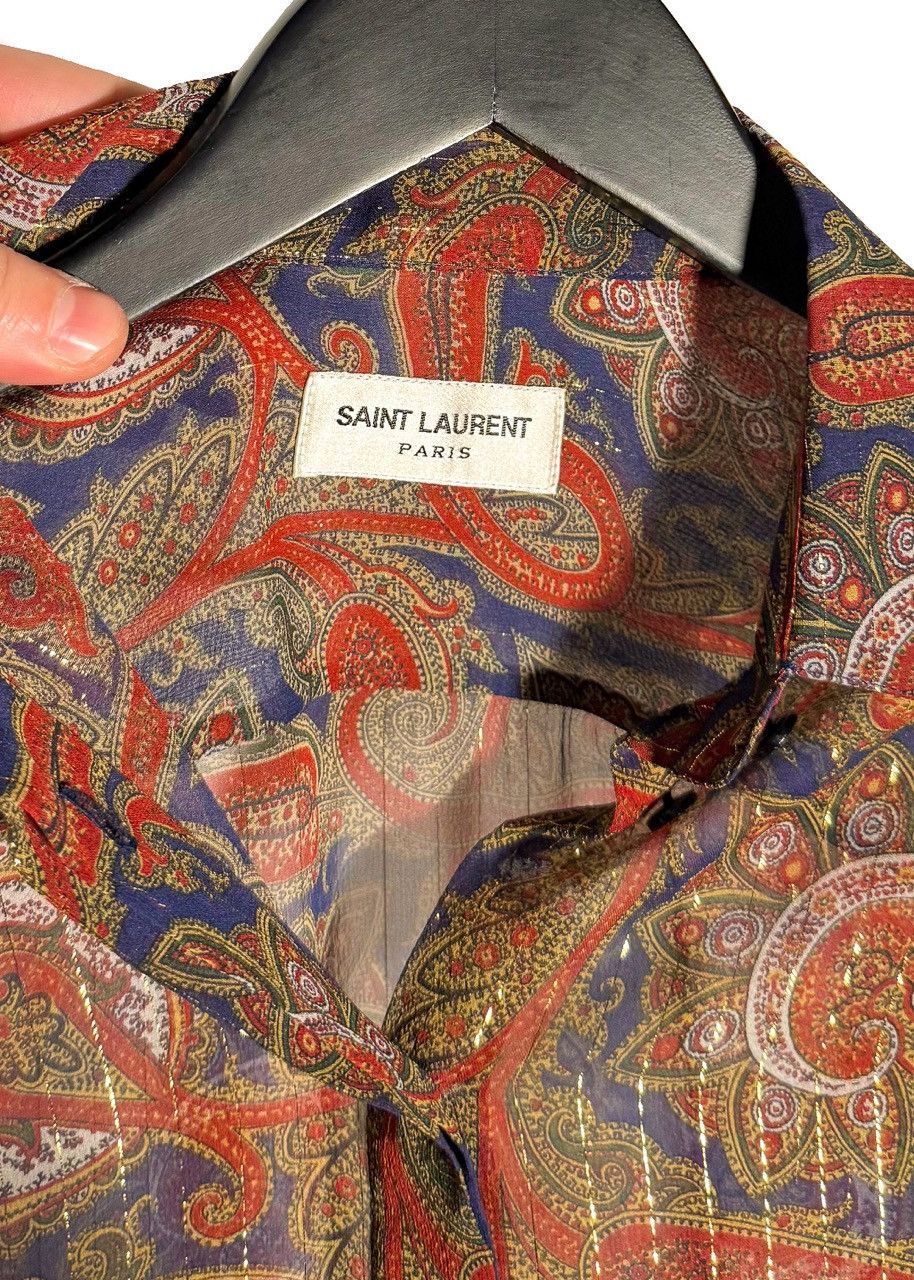 Yves Saint Laurent Saint Laurent FW18 Paisley Metallic Silk Sheer Blouse Size XS / US 0-2 / IT 36-38 - 5 Thumbnail