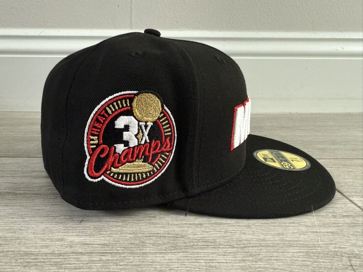 NBA × New Era Miami Heat New Era 3x Champions Black Grey Fitted Sz 7 3/8 Size ONE SIZE - 2 Thumbnail