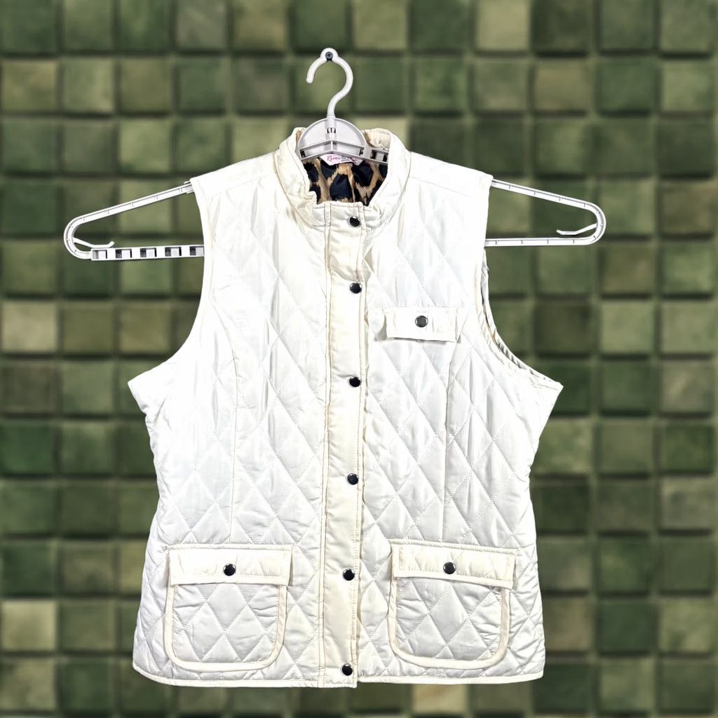 Vintage River & Rose Vest Women's PXL White Quilted Full-Zip Lined Travel Snap Pockets Vest Size XL / US 12-14 / IT 48-50 - 1 Thumbnail