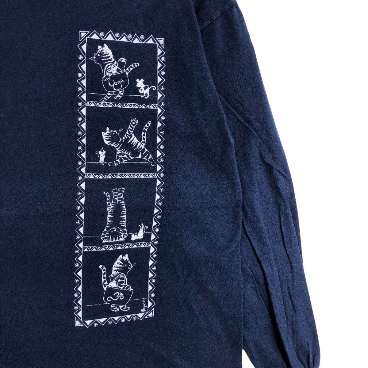 Vintage Vintage 90s HATHA YOGA Art Cat NHayer Long Sleeve T Shirt Size US M / EU 48-50 / 2 - 3 Thumbnail