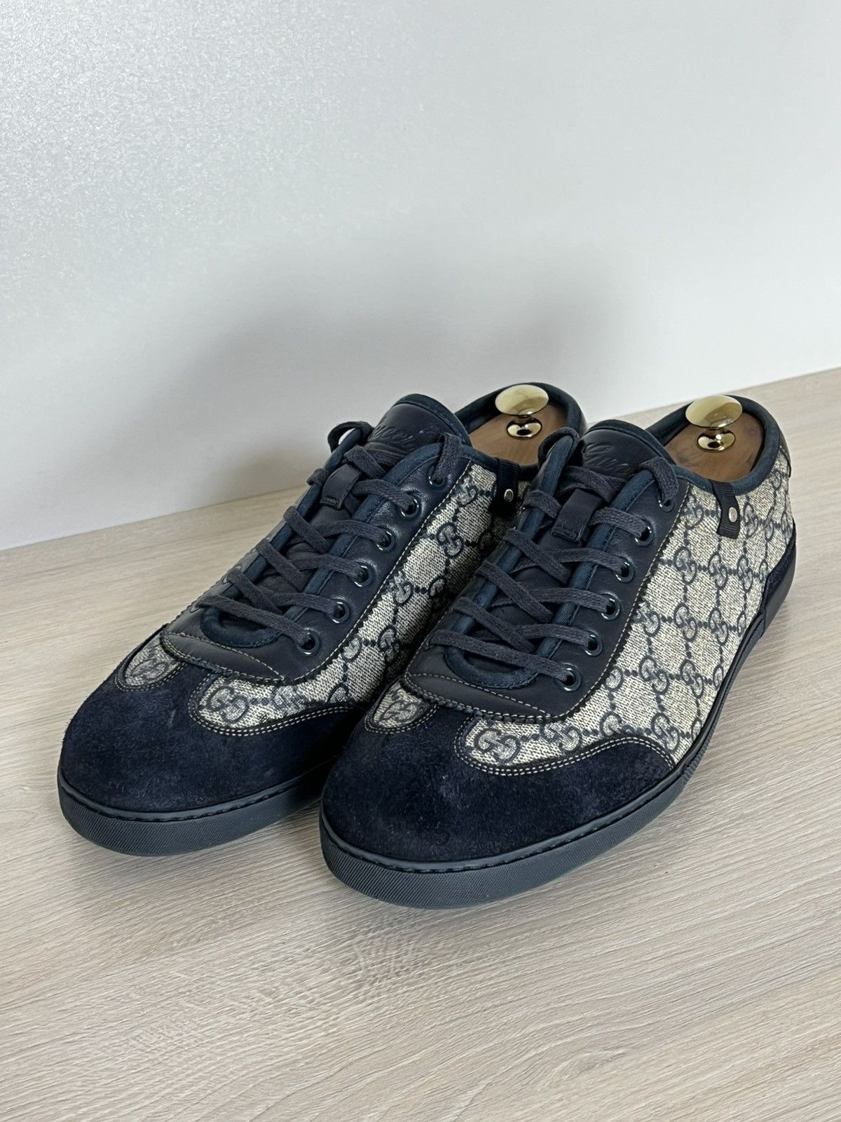 Gucci Gucci GG Supreme Monogram Canvas Sneakers Navy Suede Size US 9.5 / EU 42-43 - 3 Thumbnail