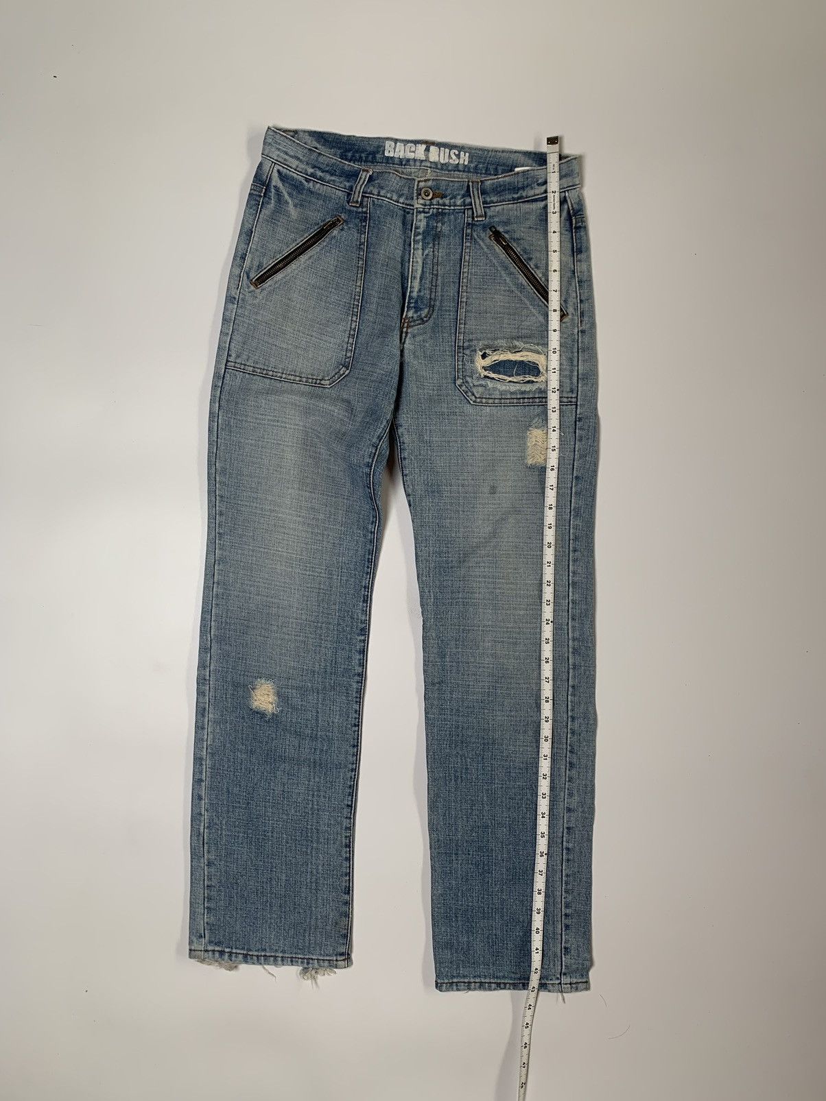 Japanese Brand Back rush ripped zipper pocket bush denim Size US 32 / EU 48 - 12 Thumbnail