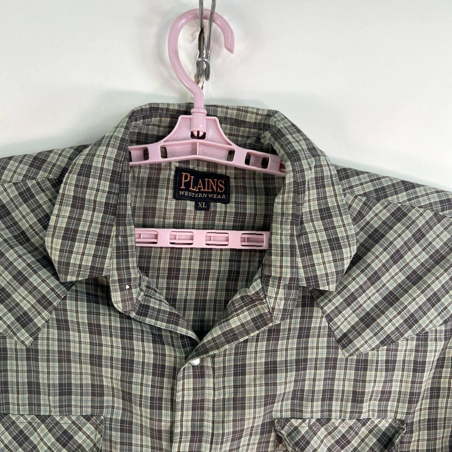 Vintage VINTAGE Plains Westernwear Plaid Pearl Snap Shirt Men’s XL Green Short Sleeve Work Shirt Mens XL Green Plaid Pearl Snap Western Vintage Size US XL / EU 56 / 4 - 3 Thumbnail