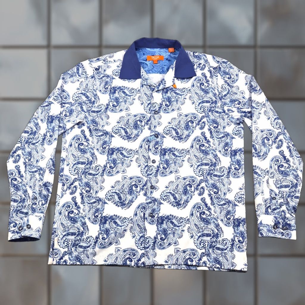 Tallia Tallia Sport Shirt Mens Large Button-Up Paisley Long Sleeve Stretch Casual Size US L / EU 52-54 / 3 - 1 Thumbnail