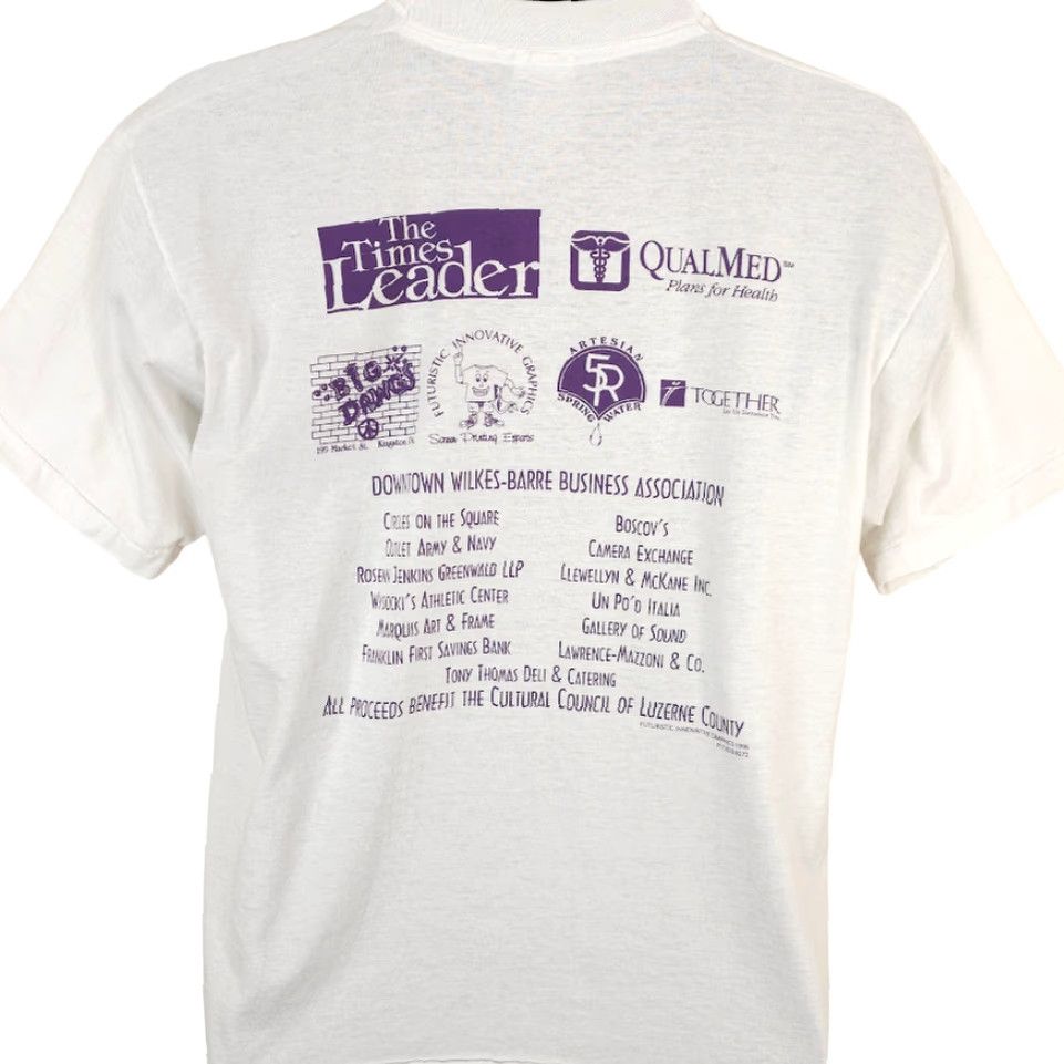 Fruit Of The Loom VINTAGE Fruit of the Loom T-Shirt Mens Large White 90s 1996 Luzerne County Race For The Arts 10K Music runner running Shirt Mens Size US L / EU 52-54 / 3 - 4 Thumbnail