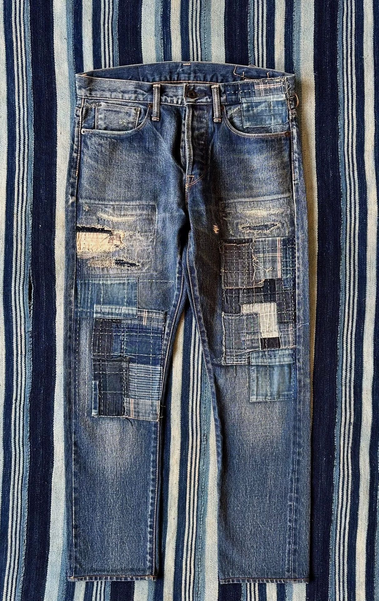 KURO Blue Patchwork Denim Jeans Size 28 Size US 28 / EU 44 - 1 Thumbnail