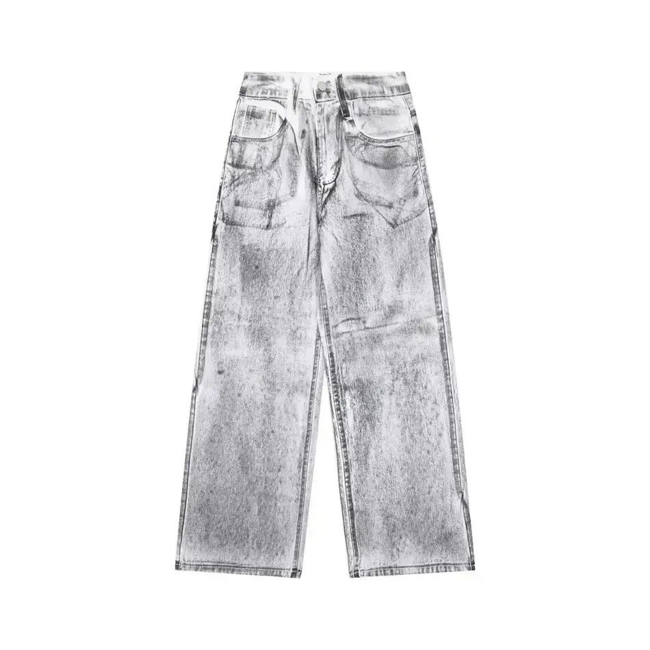 Japanese Brand Streetwear tie-dye washed dirty white baggy jeans y2k Size US 32 / EU 48 - 2 Thumbnail