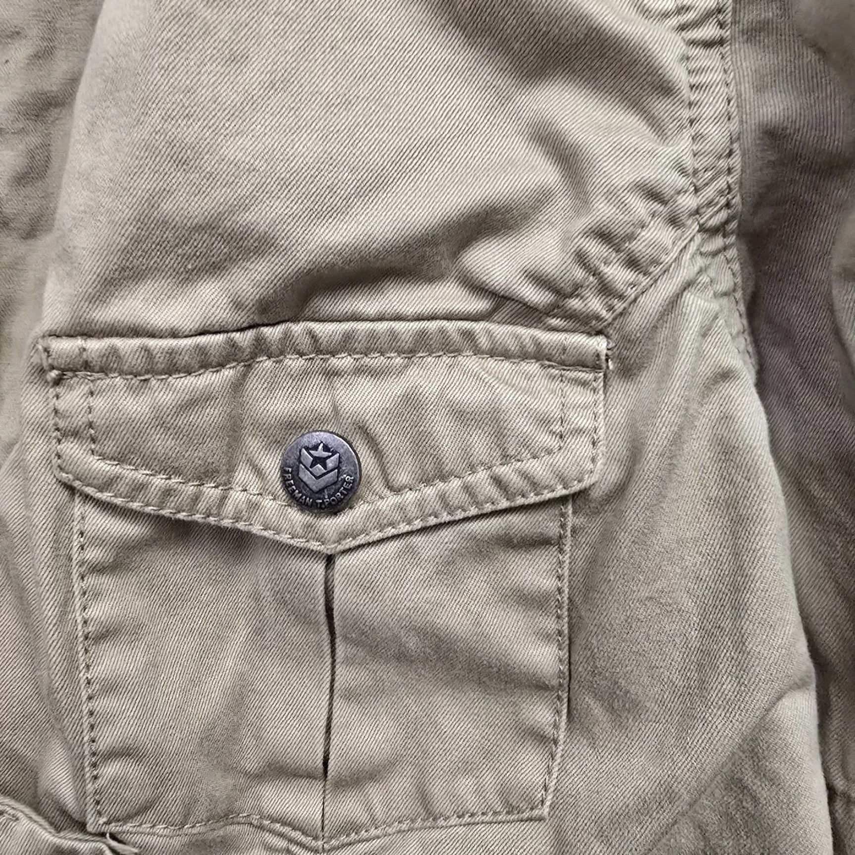Vintage Freeman Porter Collective Khaki Cotton Military Jacket Women's XL Tan Button Regular Jacket Military Blazer 80s/90s Style Size XL / US 12-14 / IT 48-50 - 4 Thumbnail