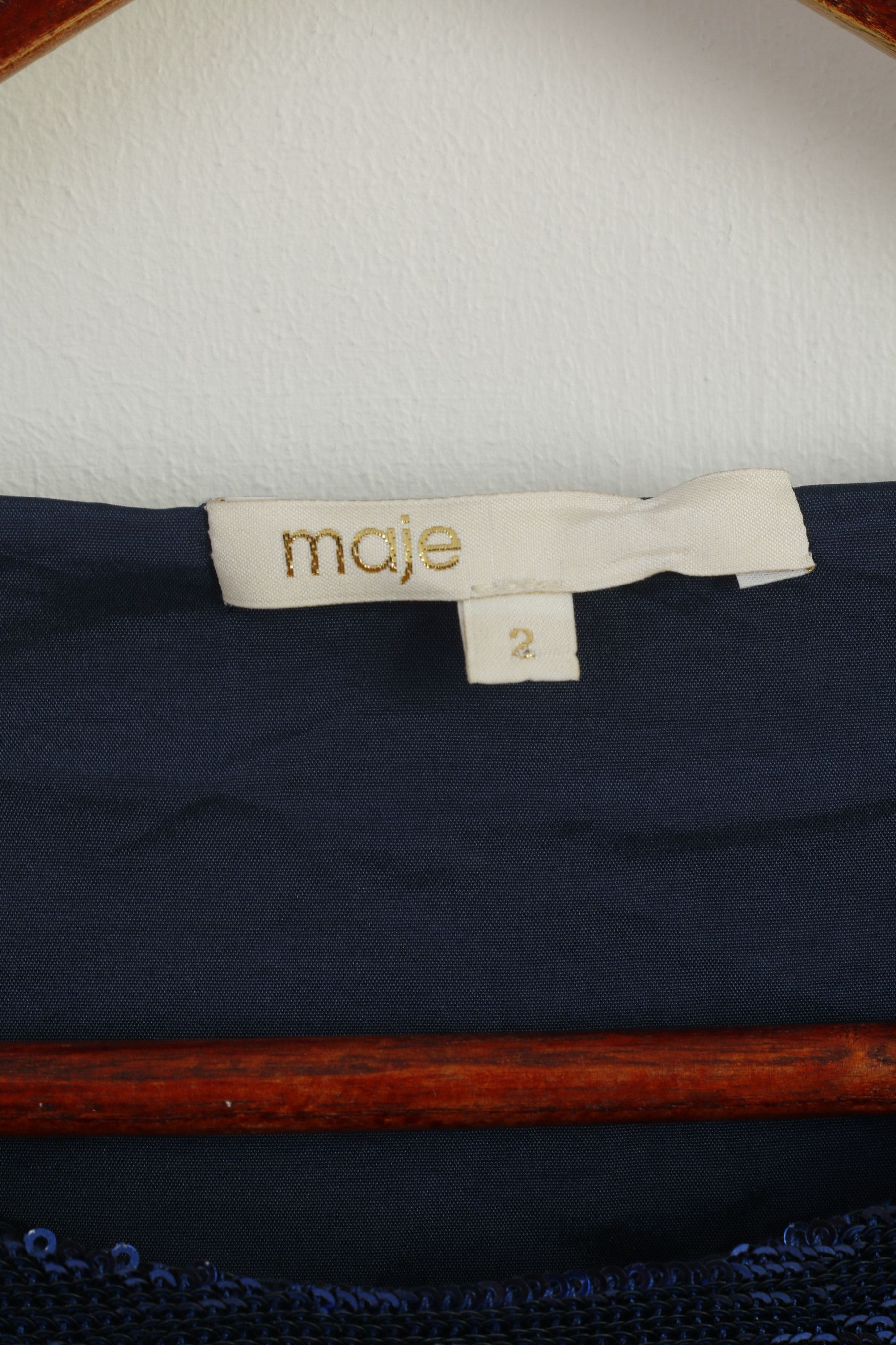 Maje Maje Women 2 M Long Sleeved Shirt Navy Silver 0505 Size XS / US 0-2 / IT 36-38 - 5 Thumbnail