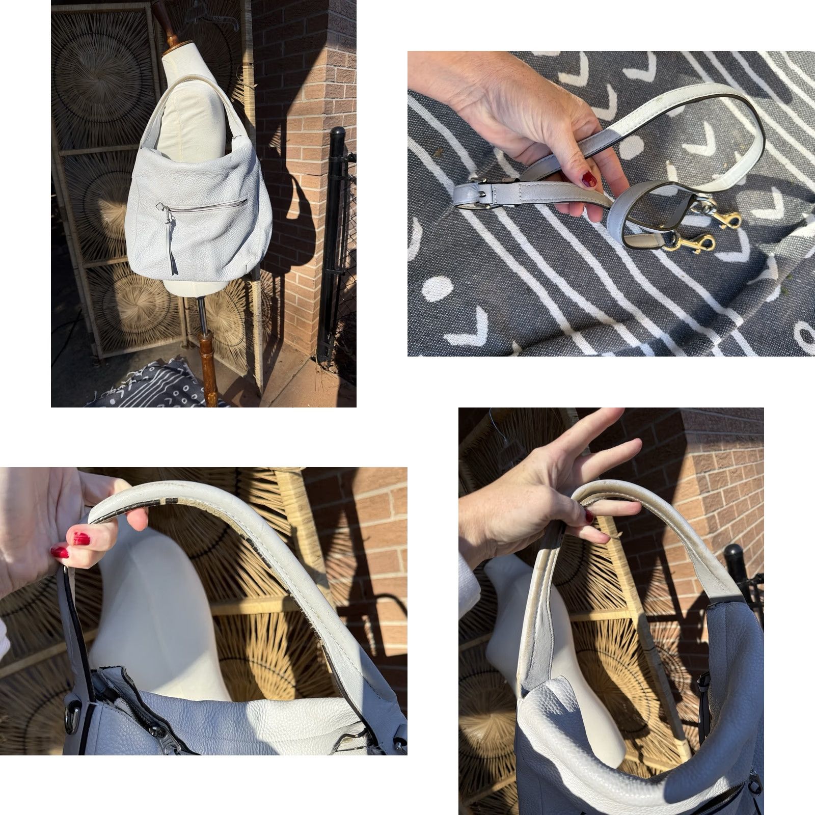 Coach Coach Pebbled Leather Hobo Bag / Shoulder Bag Light Gray Women’s Gray Pebbled Leather Finish Light staining Handle Wear Size ONE SIZE - 9 Thumbnail