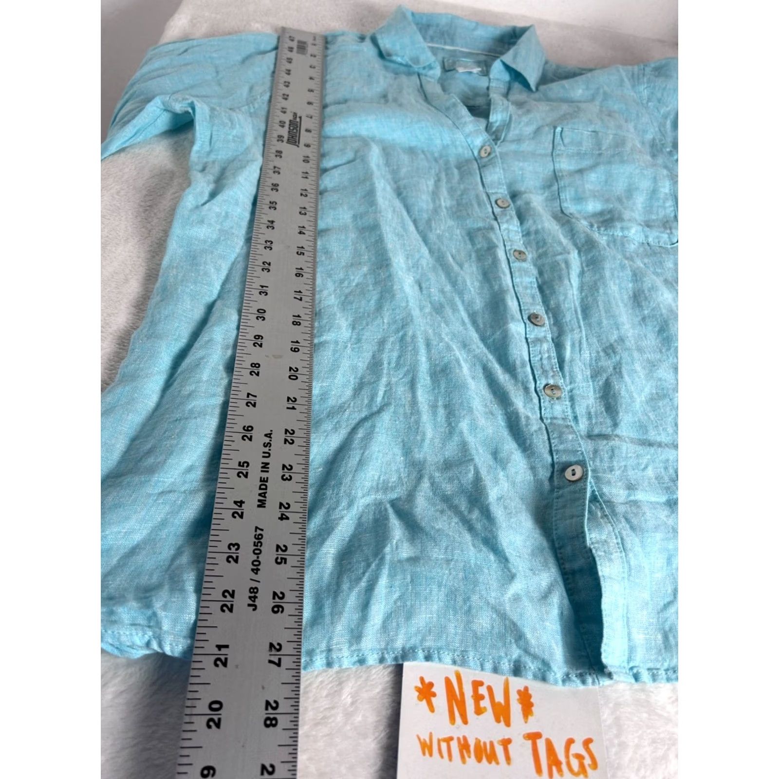 Vintage Sigrid Olsen Womens Blue Linen Button-Down Shirt W/ Pocket XL Size XL / US 12-14 / IT 48-50 - 7 Thumbnail