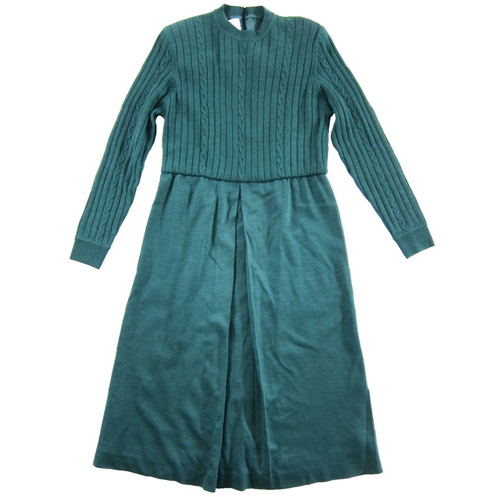 Vintage VINTAGE CIAO Ltd. Dress Neiman Marcus Wool Knit Green Long Sleeve Midi Dress 10 White? Size L / US 10 / IT 46 - 2 Thumbnail