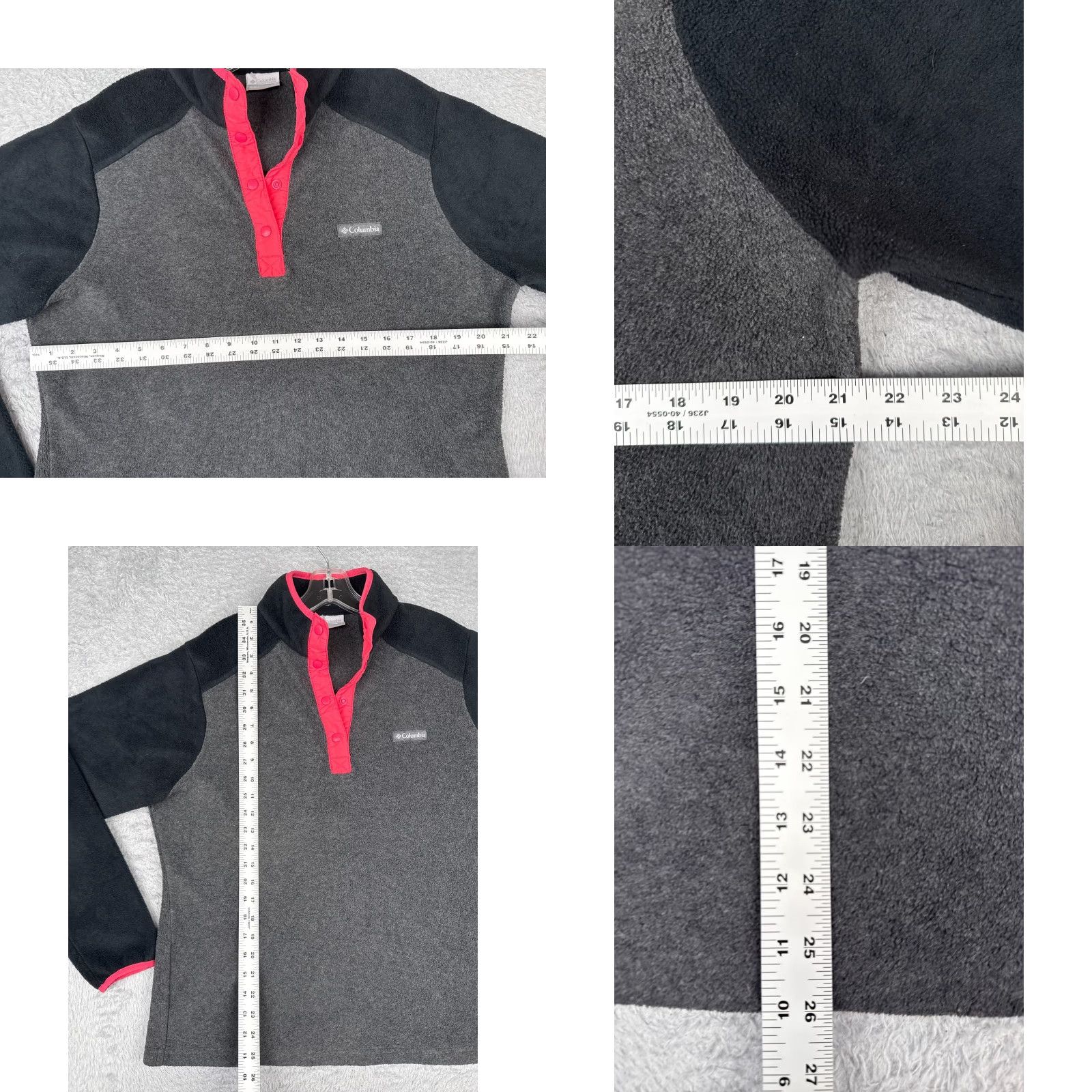 Pinko Columbia Sweater Womens Large Gray Black Pink Button Mock Neck Polyester Fleece Size L / US 10 / IT 46 - 8 Thumbnail