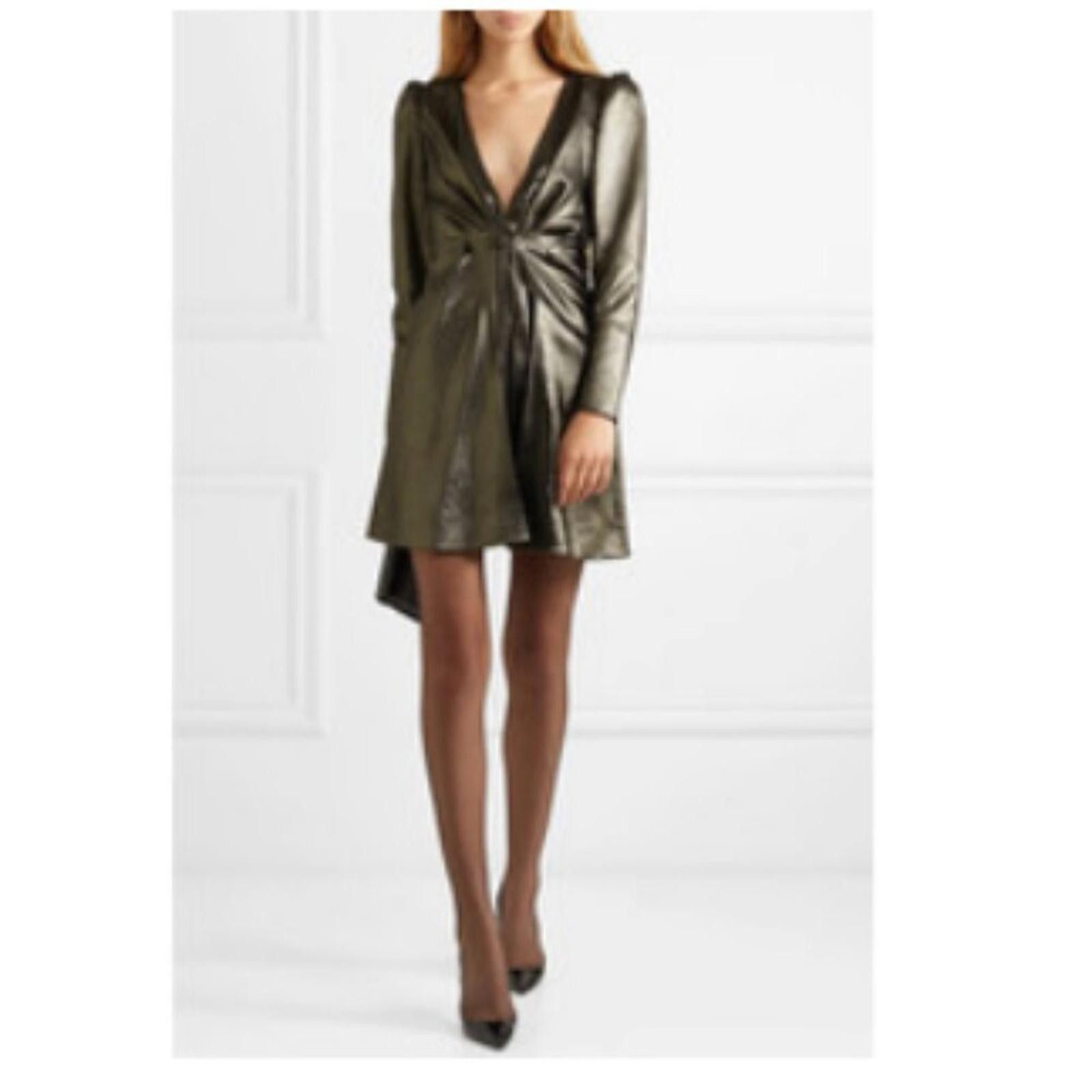 Saint Laurent Paris Saint Laurent Made in France Deep-V Silk Dress Size L / US 10 / IT 46 - 2 Thumbnail