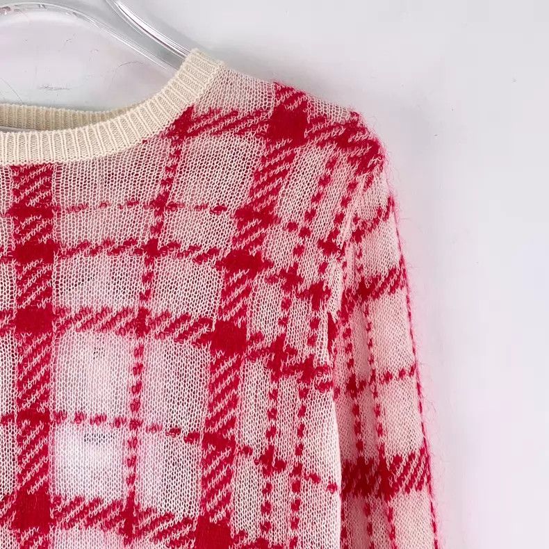 Dior Dior Colour-blocked plaid Mohai wool round-neck long-sleev Size XS / US 0-2 / IT 36-38 - 3 Thumbnail