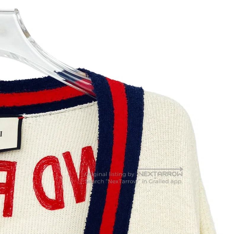 Gucci Gucci White striped trim cotton V-neck single-breasted lon Size L / US 10 / IT 46 - 4 Thumbnail