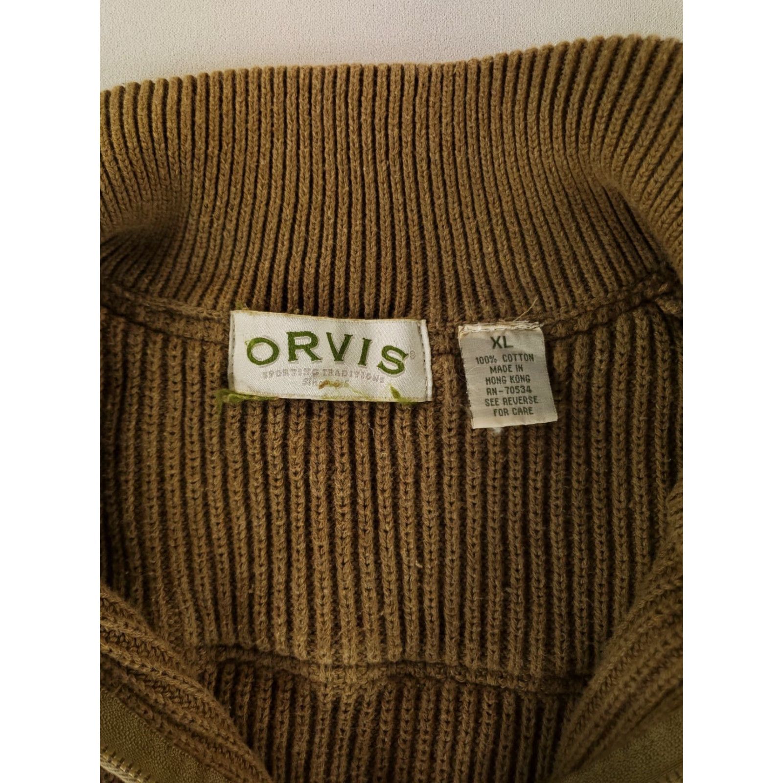 Orvis VINTAGE Orvis Sweater 90s Commando Cotton Brown Mens XL Pullover Size US XL / EU 56 / 4 - 3 Thumbnail