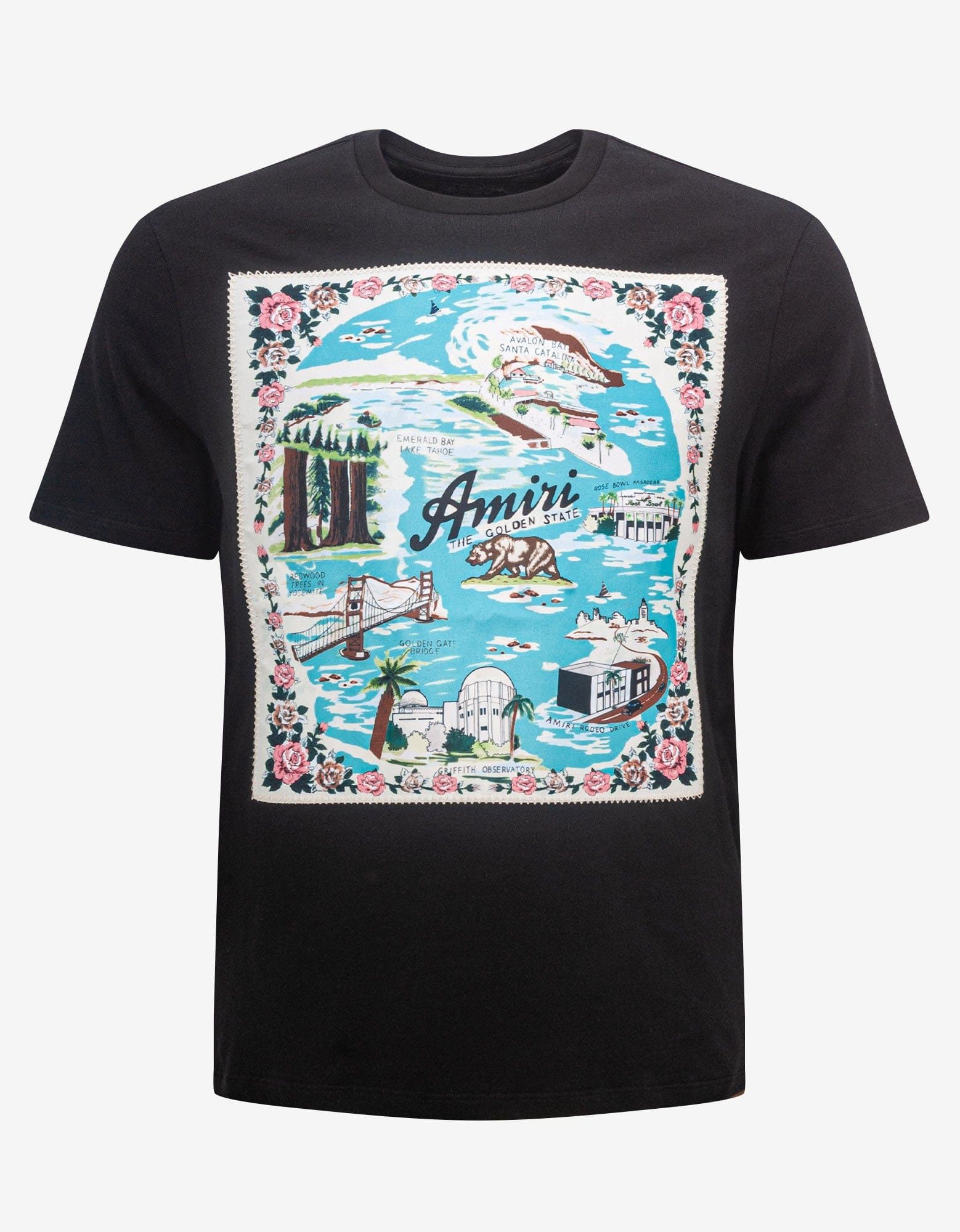 image of Amiri Black California Hawaiian T-Shirt, Men's (Size XS)