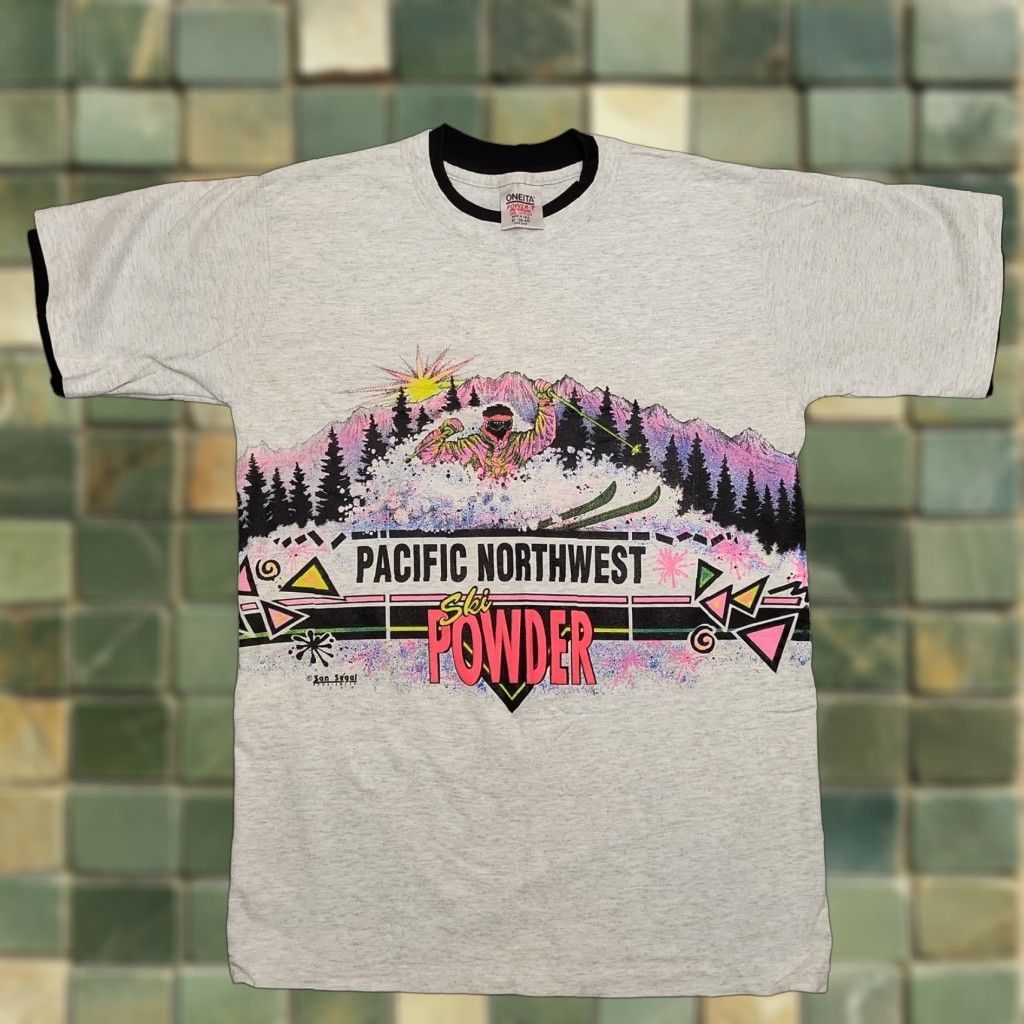 Skin VINTAGE Pacific Northwest Ski Shirt Adult M Gray 1990 Crewneck US 80s 90s Mens Size US M / EU 48-50 / 2 - 1 Thumbnail