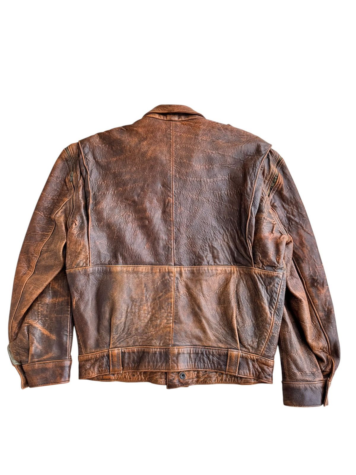 Avirex Vintage Distressed Undbranded Leather Jacket Removable Sleve Size US M / EU 48-50 / 2 - 3 Thumbnail