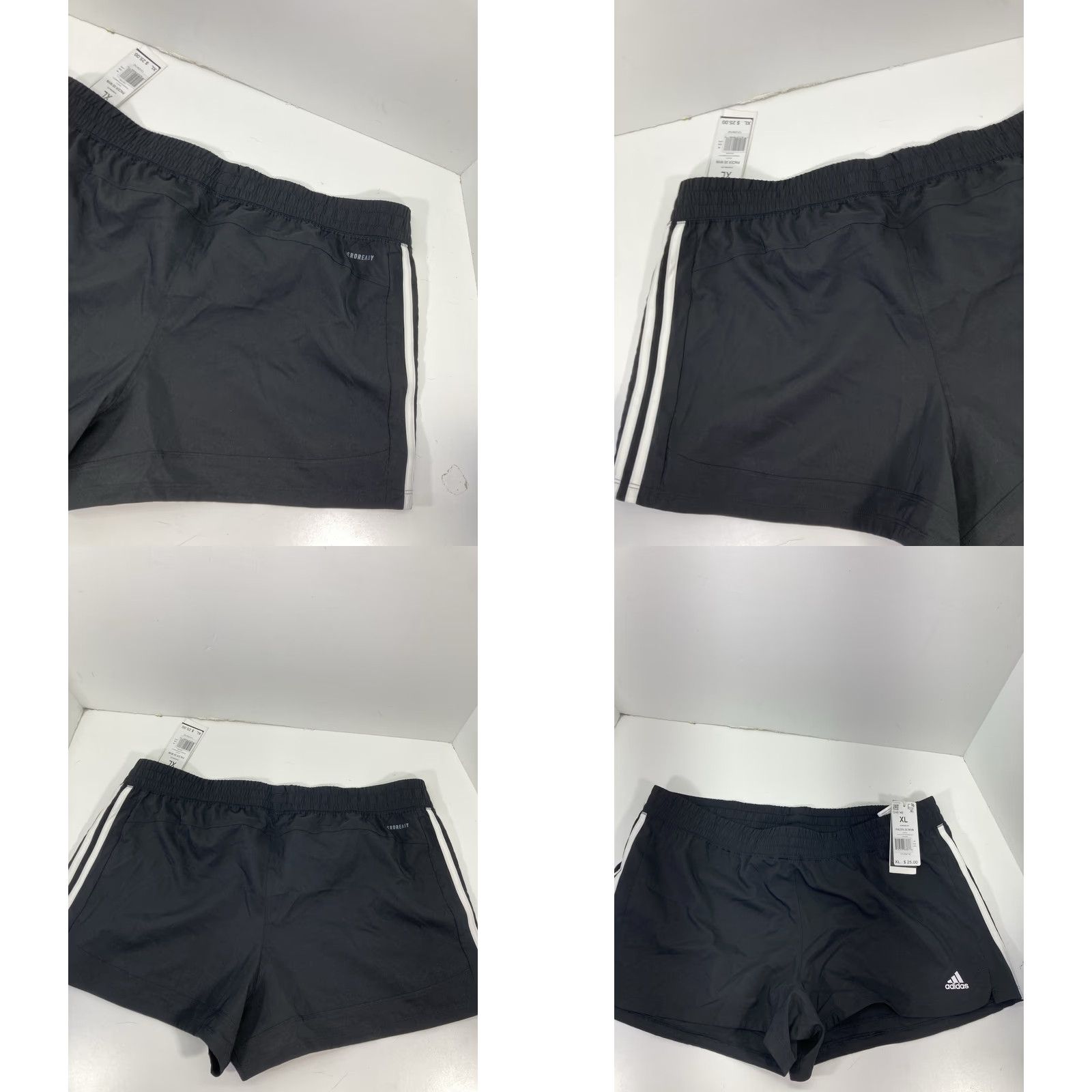 Adidas Adidas Pacer 3 Stripe Woven Shorts Womens XL Black Sport Gym & Training NWT Size 40" / US 18 - 8 Thumbnail
