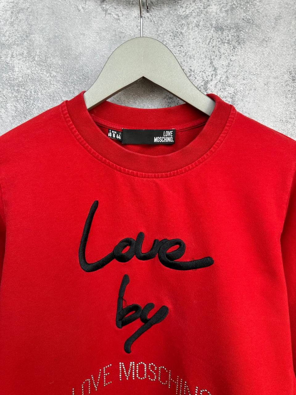 Love Moschino Love Moschino Red Crystal Logo Crew Long Sleeve Sweatshirt Size M / US 6-8 / IT 42-44 - 4 Thumbnail