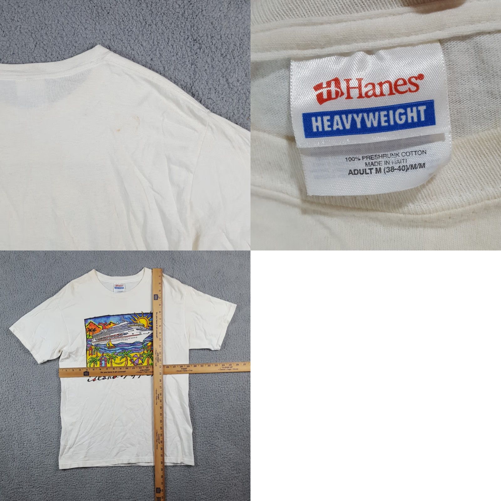 Hanes VINTAGE Hanes Men's T-Shirt Small Summer Beach 90s Retro Tropicana Island Cruise Boat Ship White Size US S / EU 44-46 / 1 - 8 Thumbnail