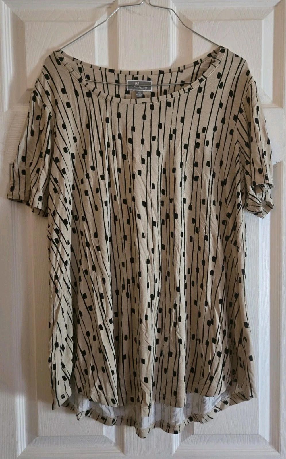 Other JM Collection Woman Top Blouse Size 0X Cream Beige Black Sho Size XL / US 12-14 / IT 48-50 - 4 Thumbnail
