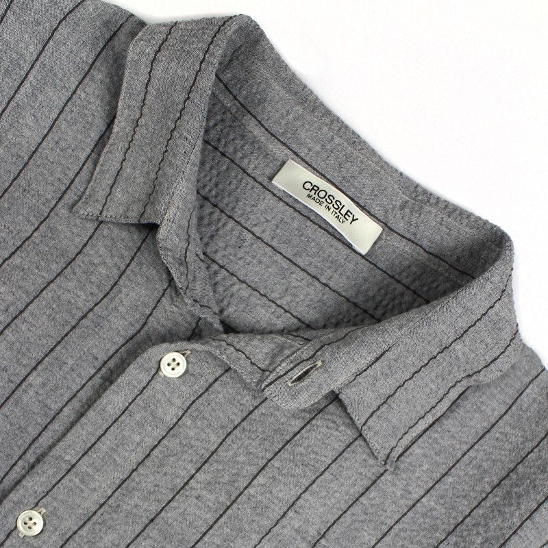 Crossley Steel Grey Stripe Seersucker shirt Size US XL / EU 56 / 4 - 2 Thumbnail