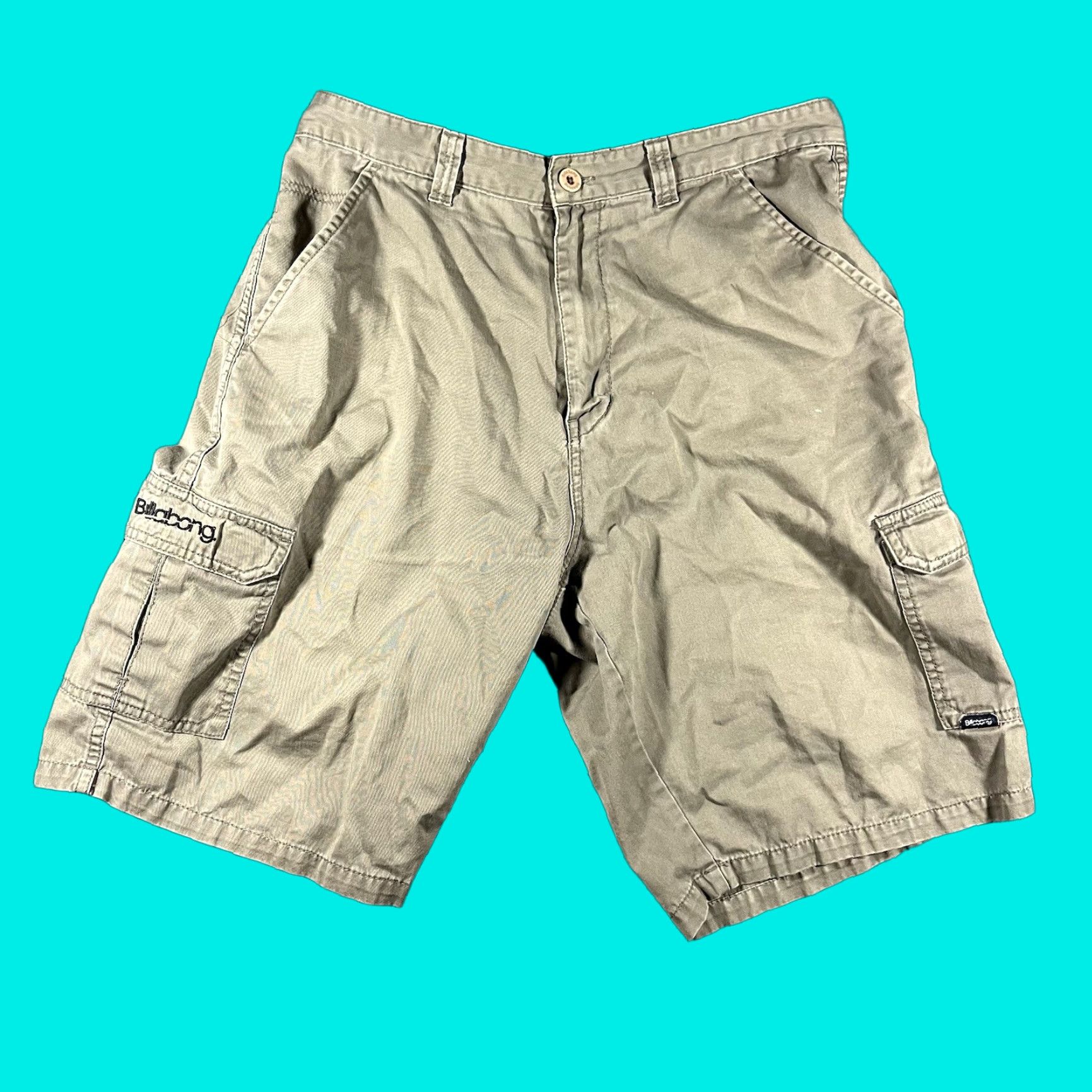 Billabong VINTAGE Billabong Cargo Shorts Mens 33 Khaki Beige Surf Skate 90s Y2K Beach Outdoor Mens Size US 33 - 1 Thumbnail