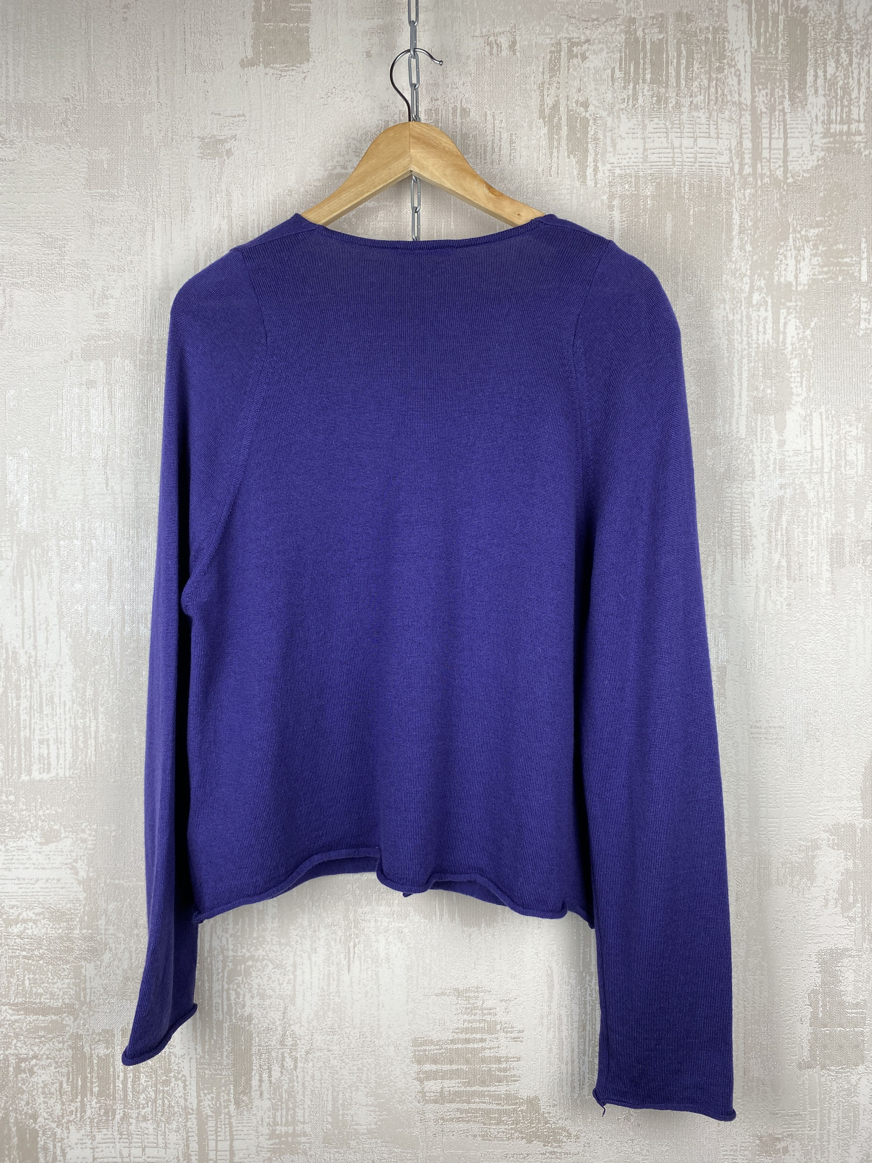 Designer Oska Virgin Wool Purple Single Button Cardigan Size L / US 10 / IT 46 - 7 Thumbnail