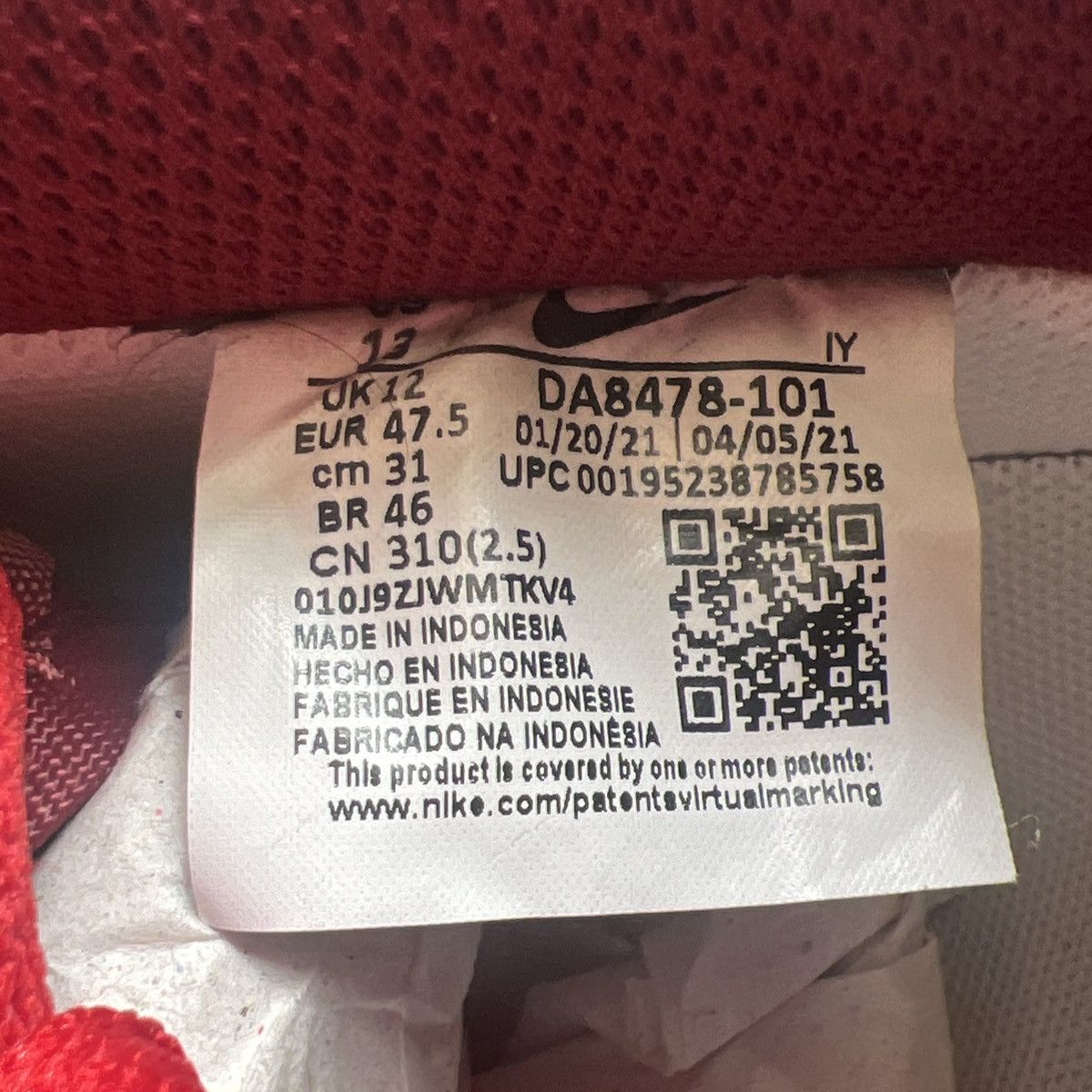 Air Force 1 white university red