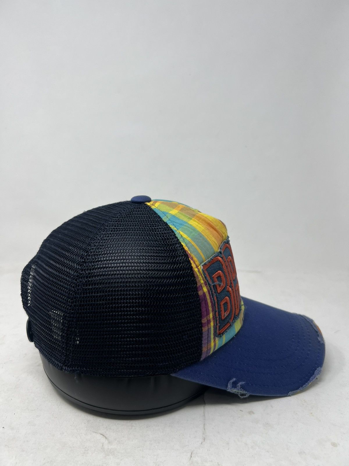 Japanese Brand Plaid "BREAK" Distressed Embroidered Streetwear Trucker Hat Size ONE SIZE - 4 Thumbnail
