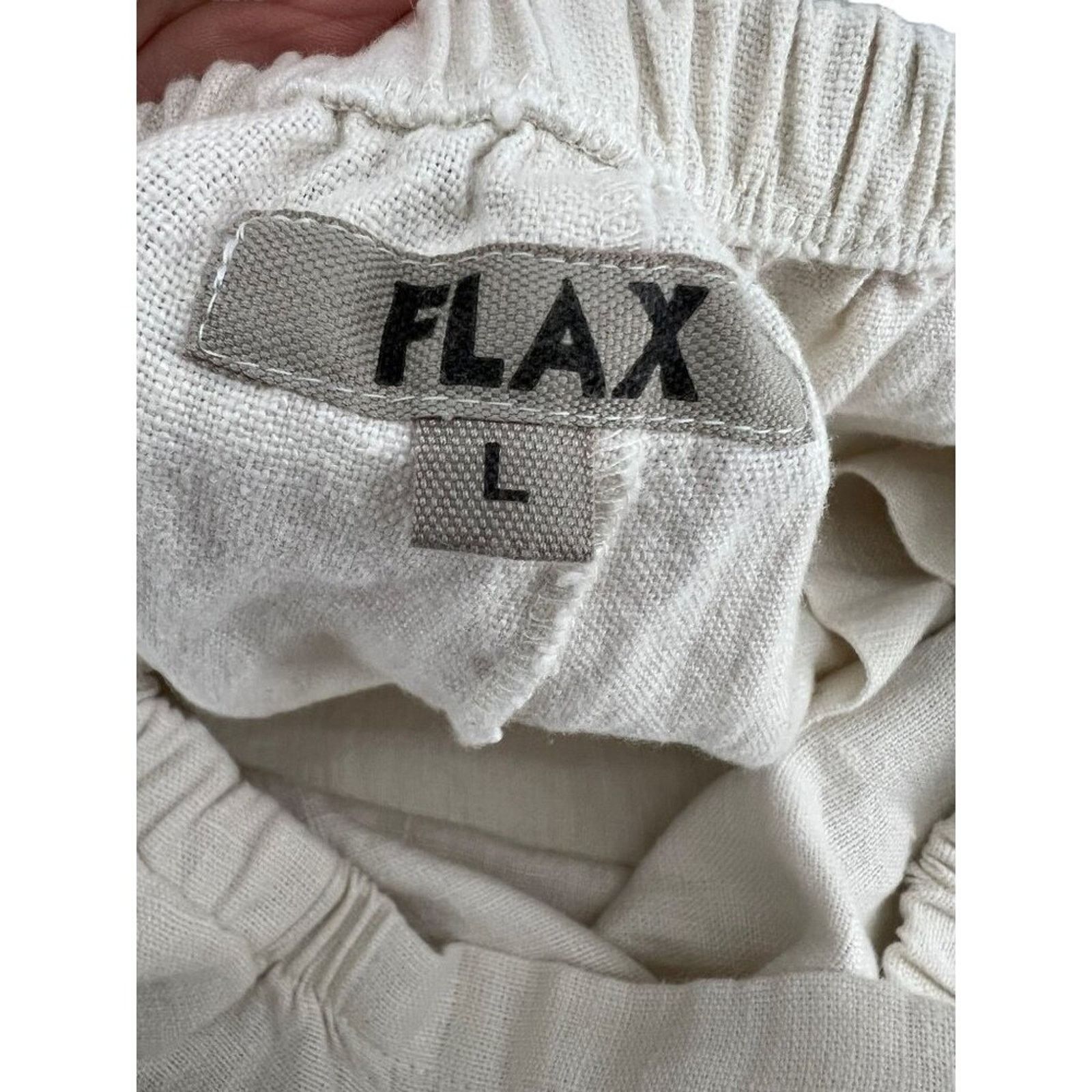FLAX Flax Linen Flat Front High Rise Ankle Pants Soft Cream L Size 33" - 3 Thumbnail