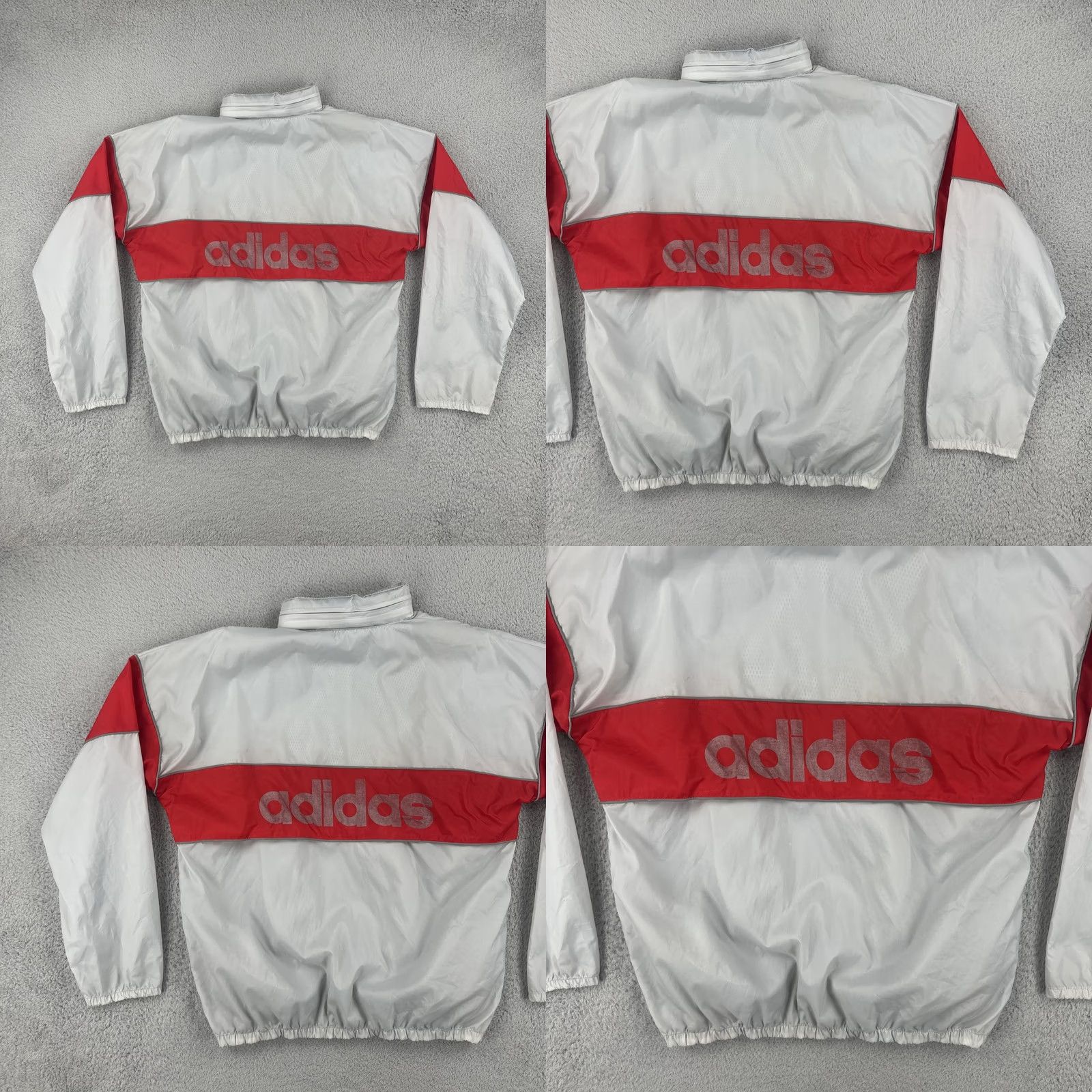 Adidas VINTAGE Adidas Windbreaker Shirt Unisex Adults M Gray 90s Big Logo Spell Out Stowaway Hood EUC Size US M / EU 48-50 / 2 - 10 Thumbnail
