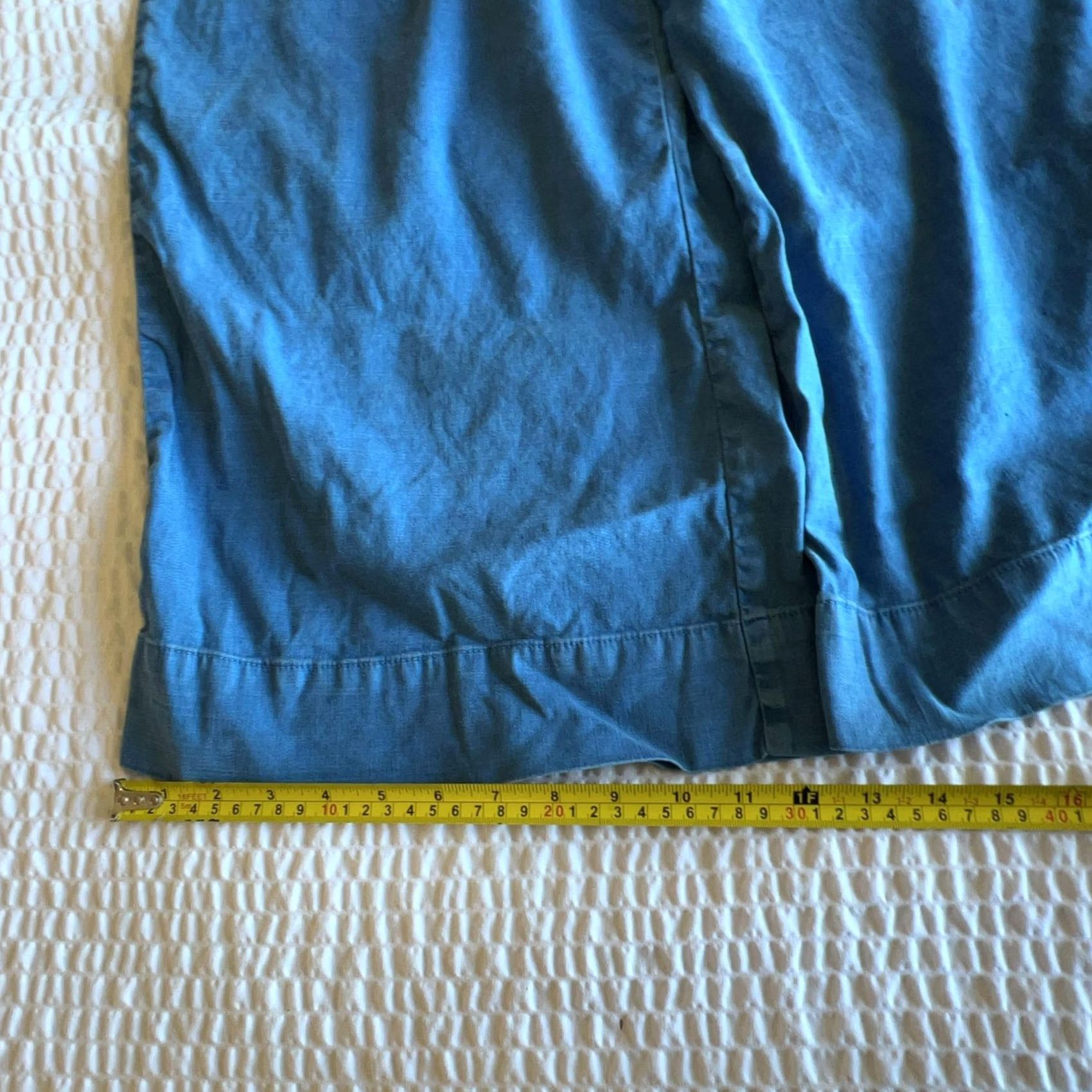 Denime Evereve Pants Womens 30 Blue Cropped Denim Relaxed Pockets Button Flat Front Size 30" / US 8 / IT 44 - 3 Thumbnail