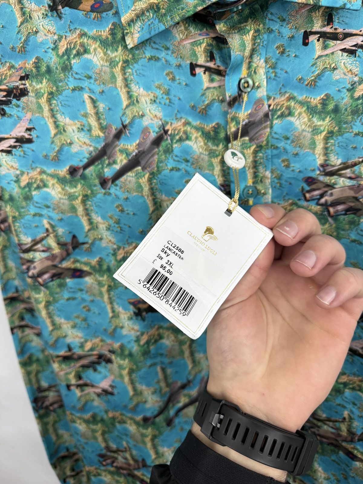 Other ❗️NEW 🇮🇹 Claudio Lugli Lancaster Sky Airplane Luxury Shirt Size US XXL / EU 58 / 5 - 8 Thumbnail