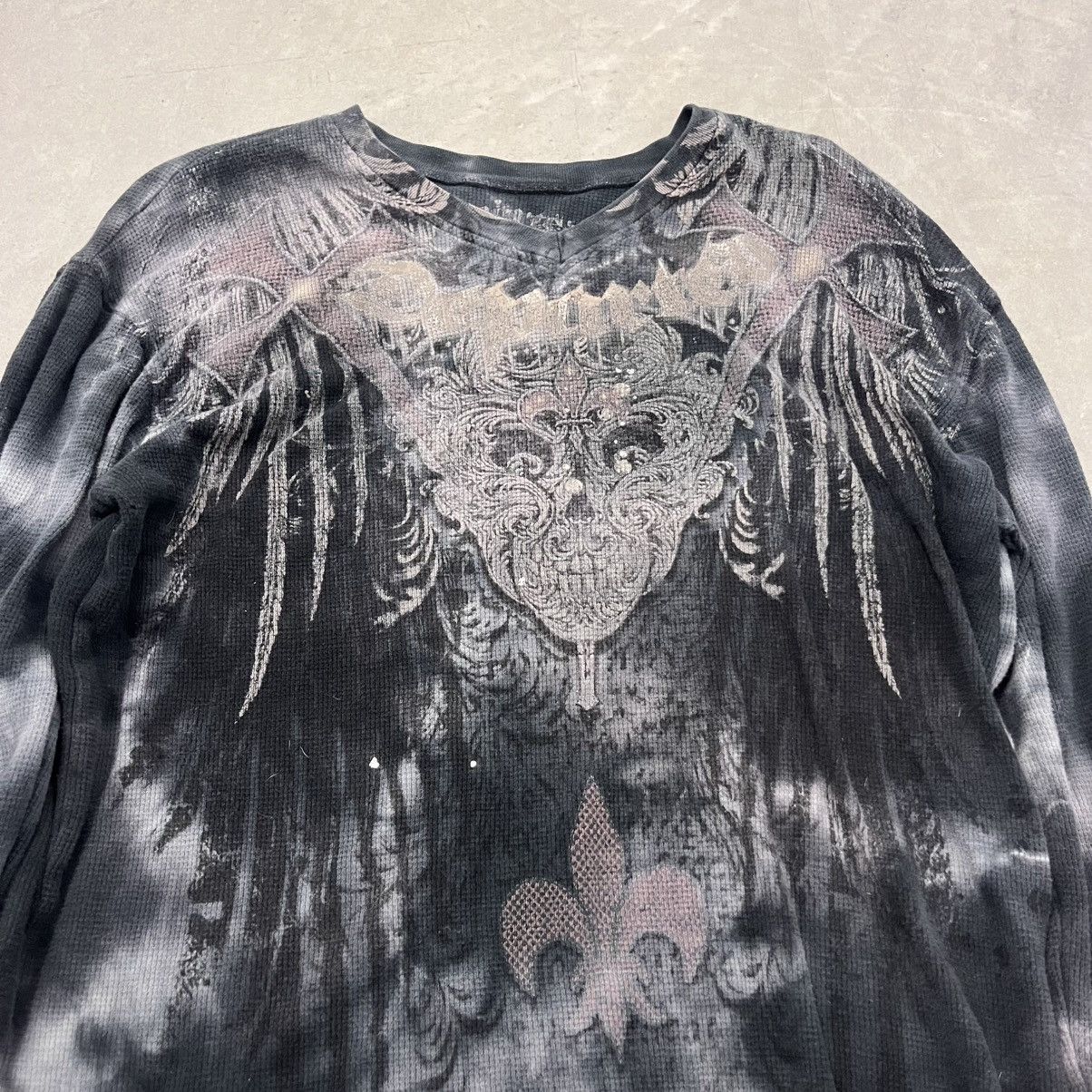 Affliction CRAZY Y2K Affliction Goth Thermal Large Black Skull print Size US L / EU 52-54 / 3 - 2 Thumbnail