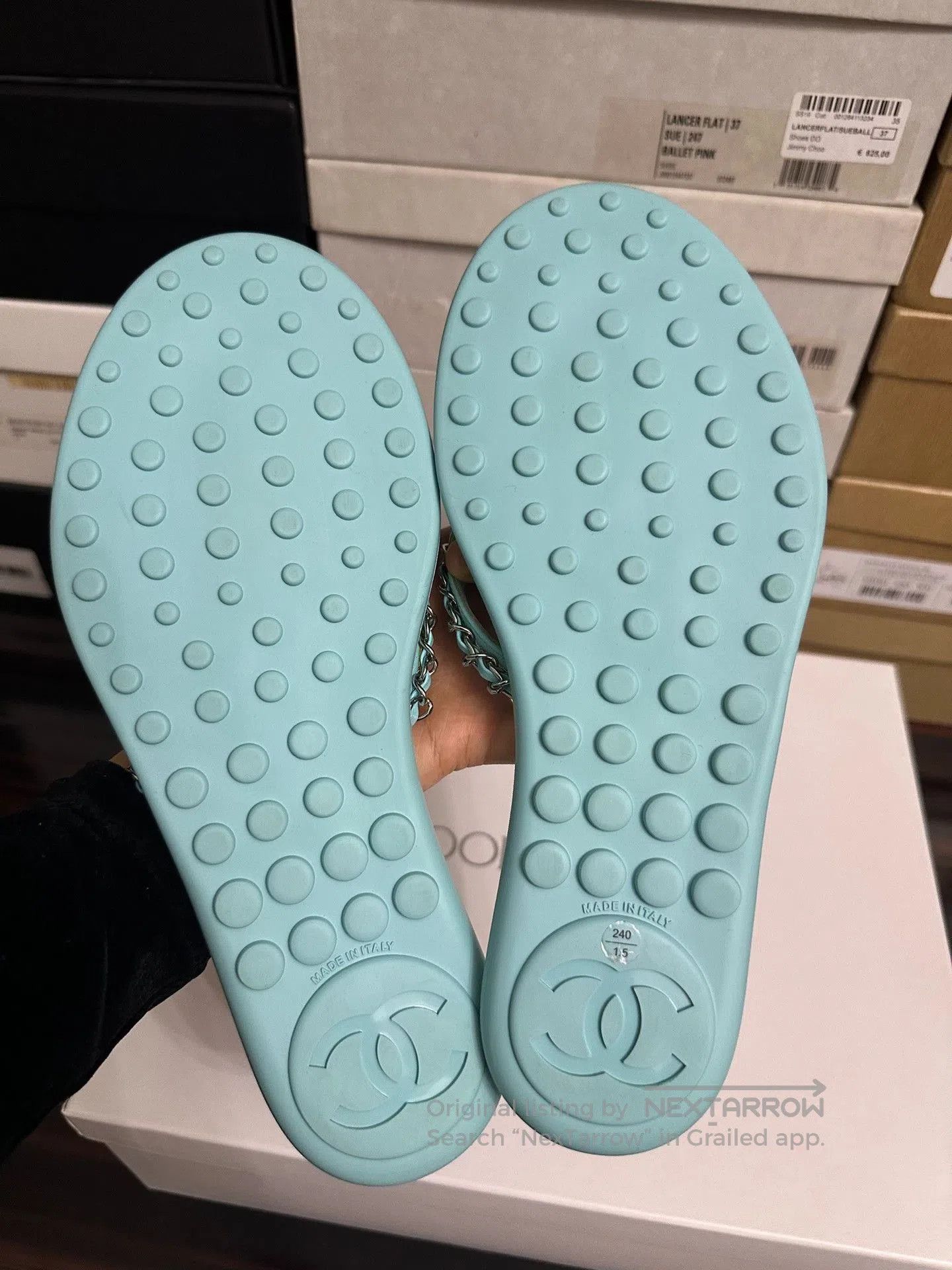 Chanel Chanel Blue Chain Flip-Flops Size 38. Size US 7 / IT 37 - 3 Thumbnail