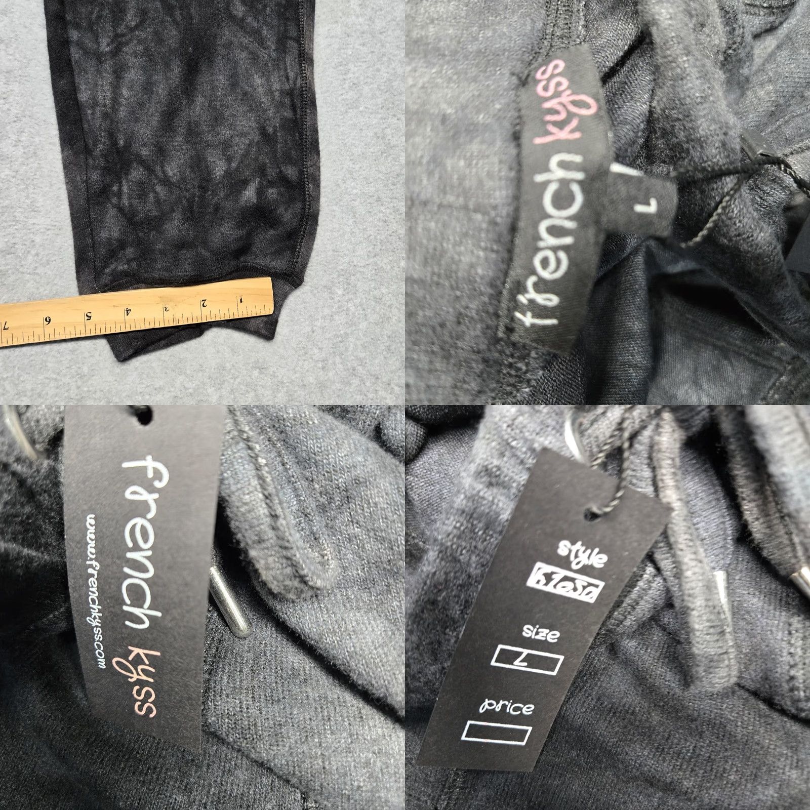 Vintage French Kyss Pants Womens Large Black Mineral Wash Jogger Sweatpants NWT Pockets XS? Size 36" / US 14 / IT 50 - 9 Thumbnail