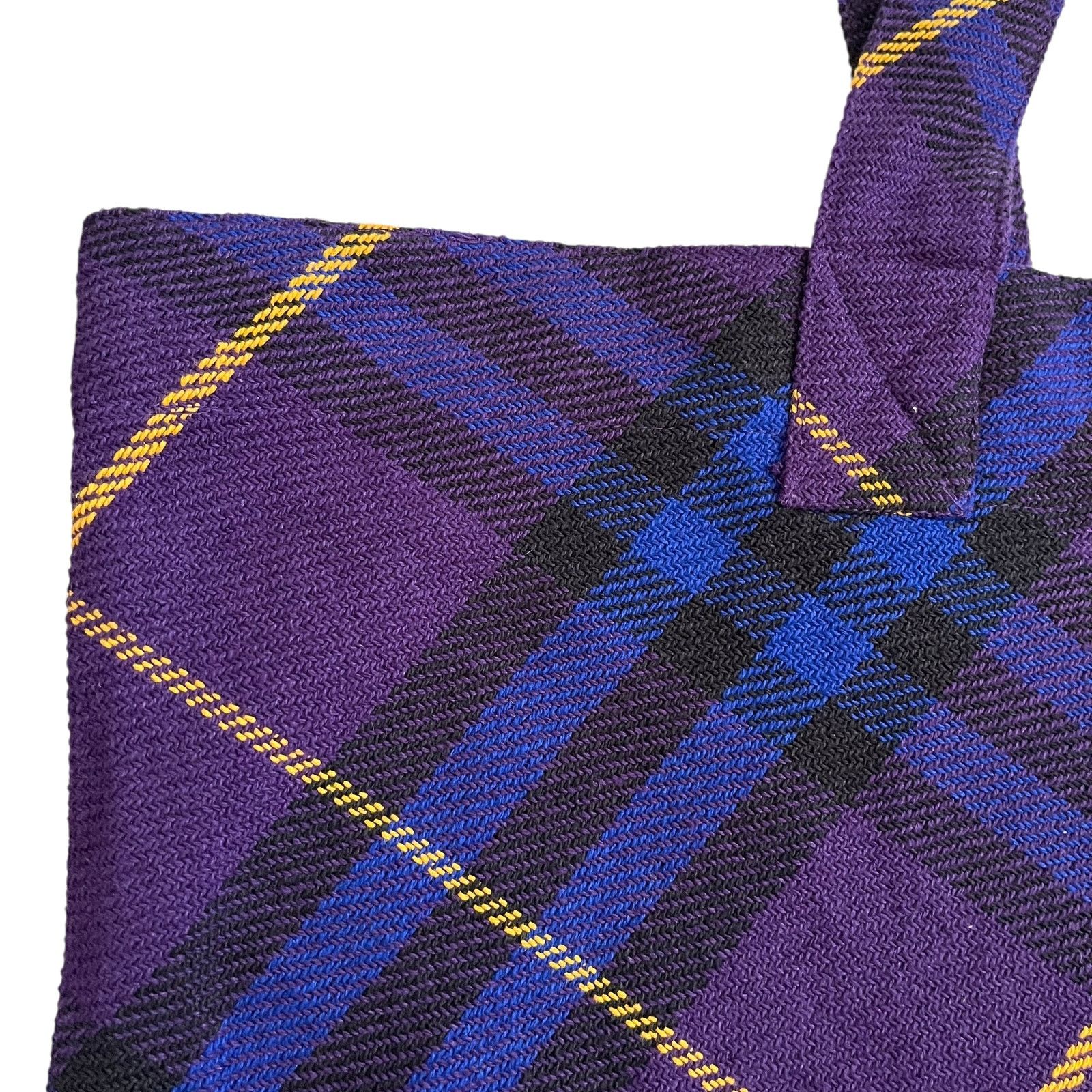 Burberry Burberry Purple Check Recycled Cotton Large Shopper Tote Bag Size ONE SIZE - 7 Thumbnail