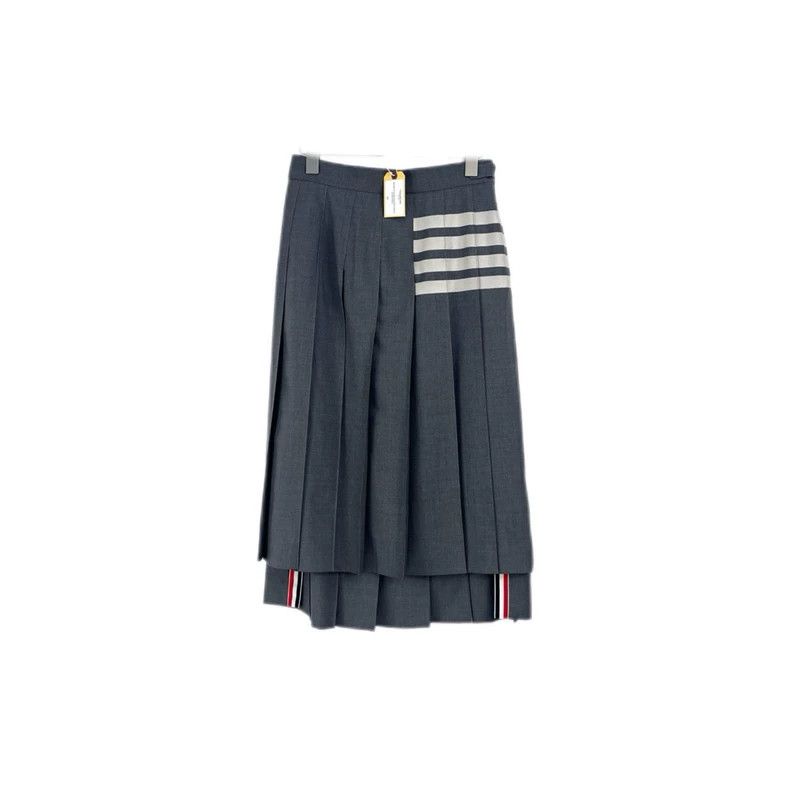 Thom Browne Thom Browne Size 38Grey classic logo pleated skirt 2501-Nex Size 37" - 1 Thumbnail
