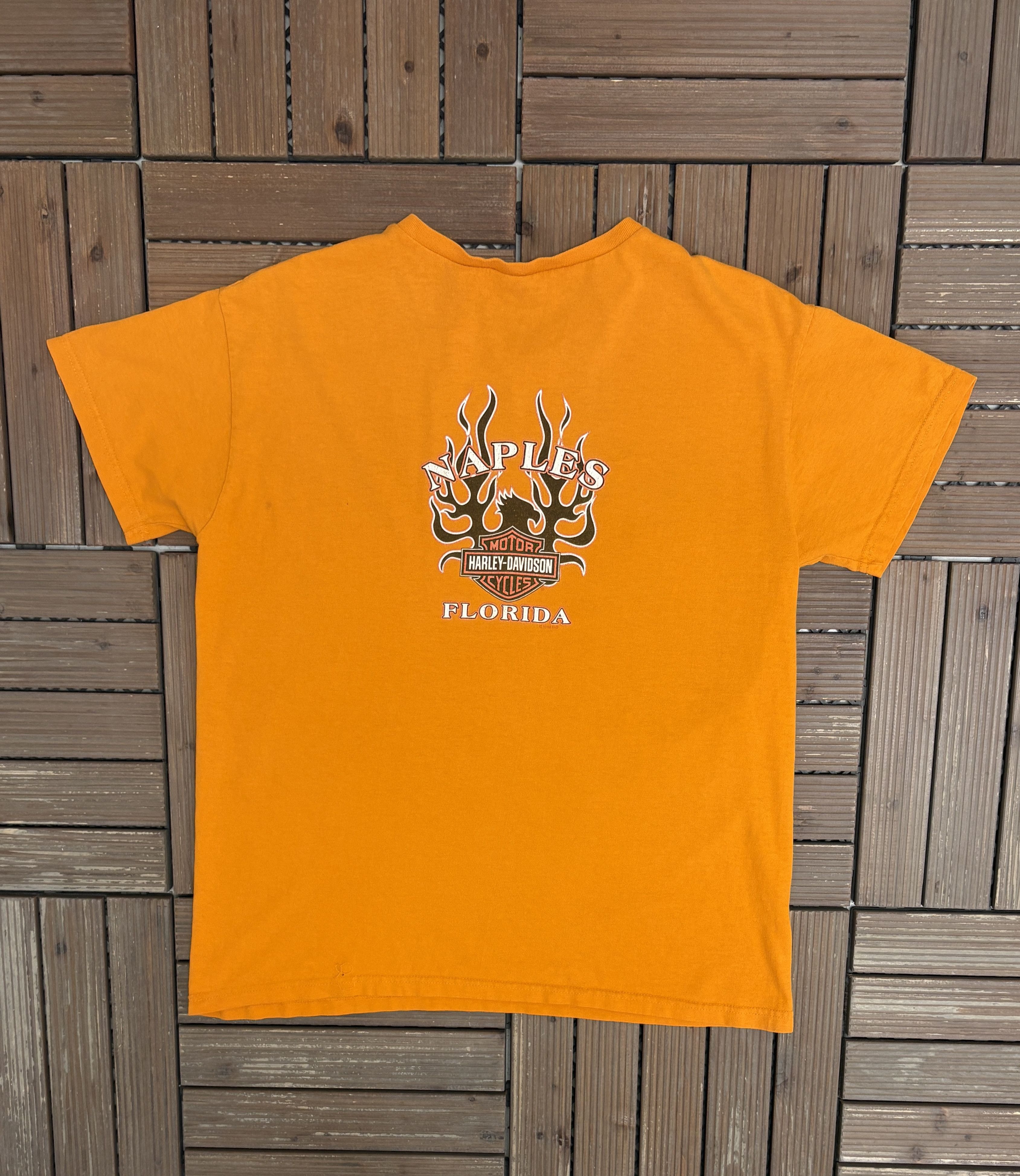 Vintage Harley Davidson Naples, Florida Vintage Orange T-Shirt Tee Size US M / EU 48-50 / 2 - 5 Thumbnail