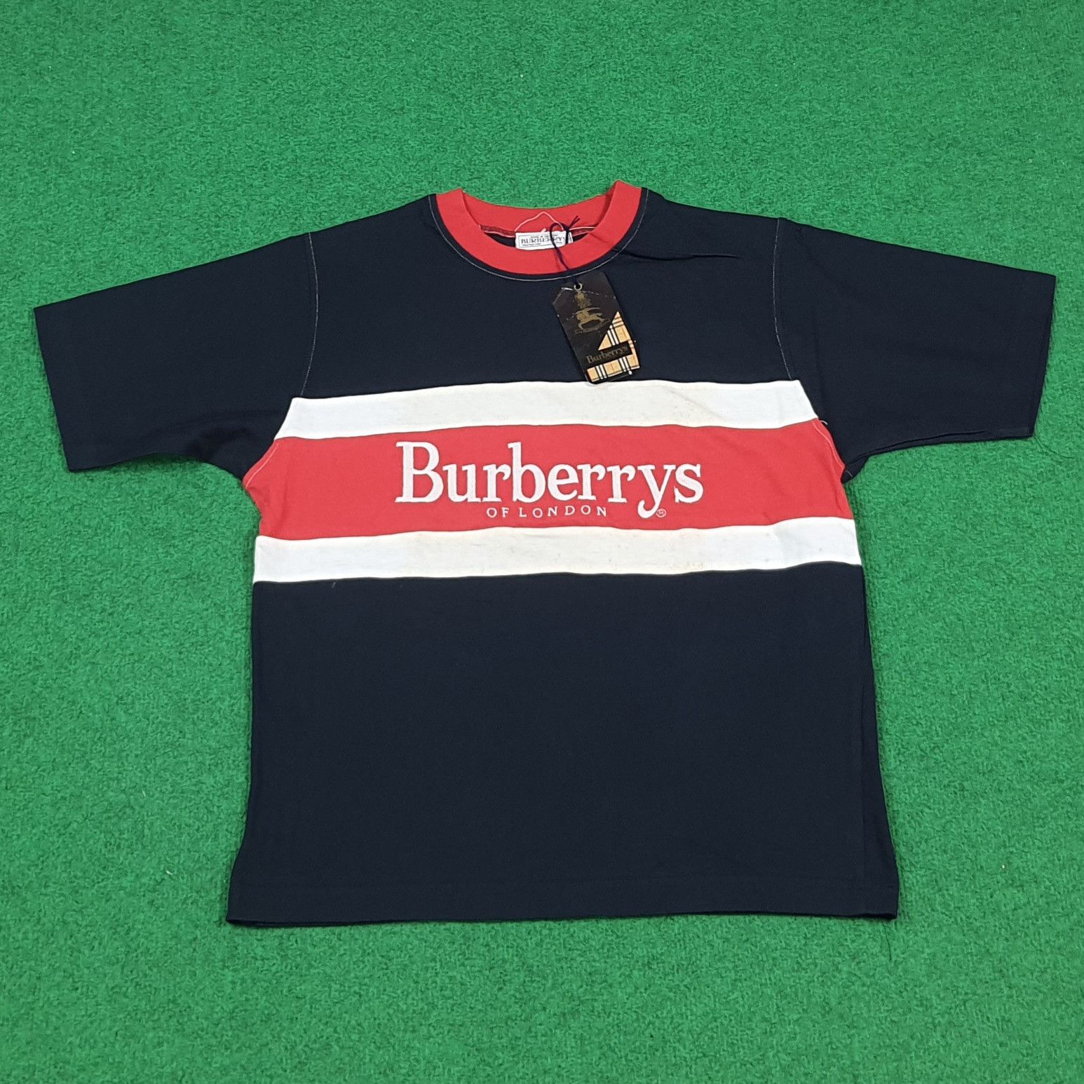 Burberry Vintage Burberrys London Stripe Deadstock Tshirt C299N13 Size US M / EU 48-50 / 2 - 1 Thumbnail