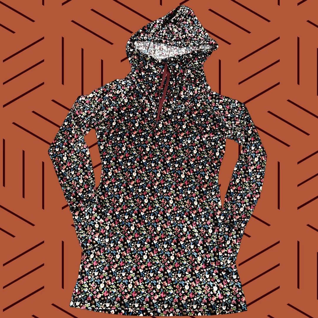 Velvet BETABRAND Jacket Women Medium Floral Velvet Hooded Funnel Neck Tunic Top Stretch Size M / US 6-8 / IT 42-44 - 1 Thumbnail