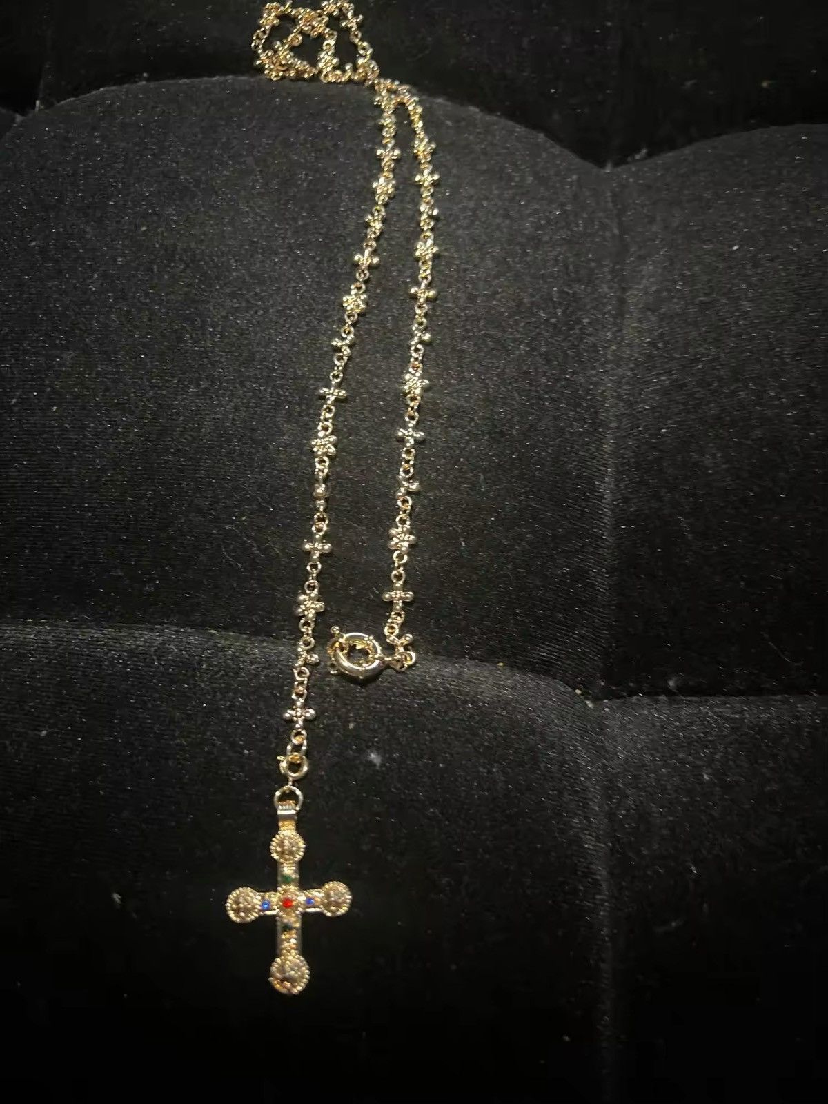 Japanese Brand × Vintage Zircon Cross Pendant Necklace Size ONE SIZE - 3 Thumbnail